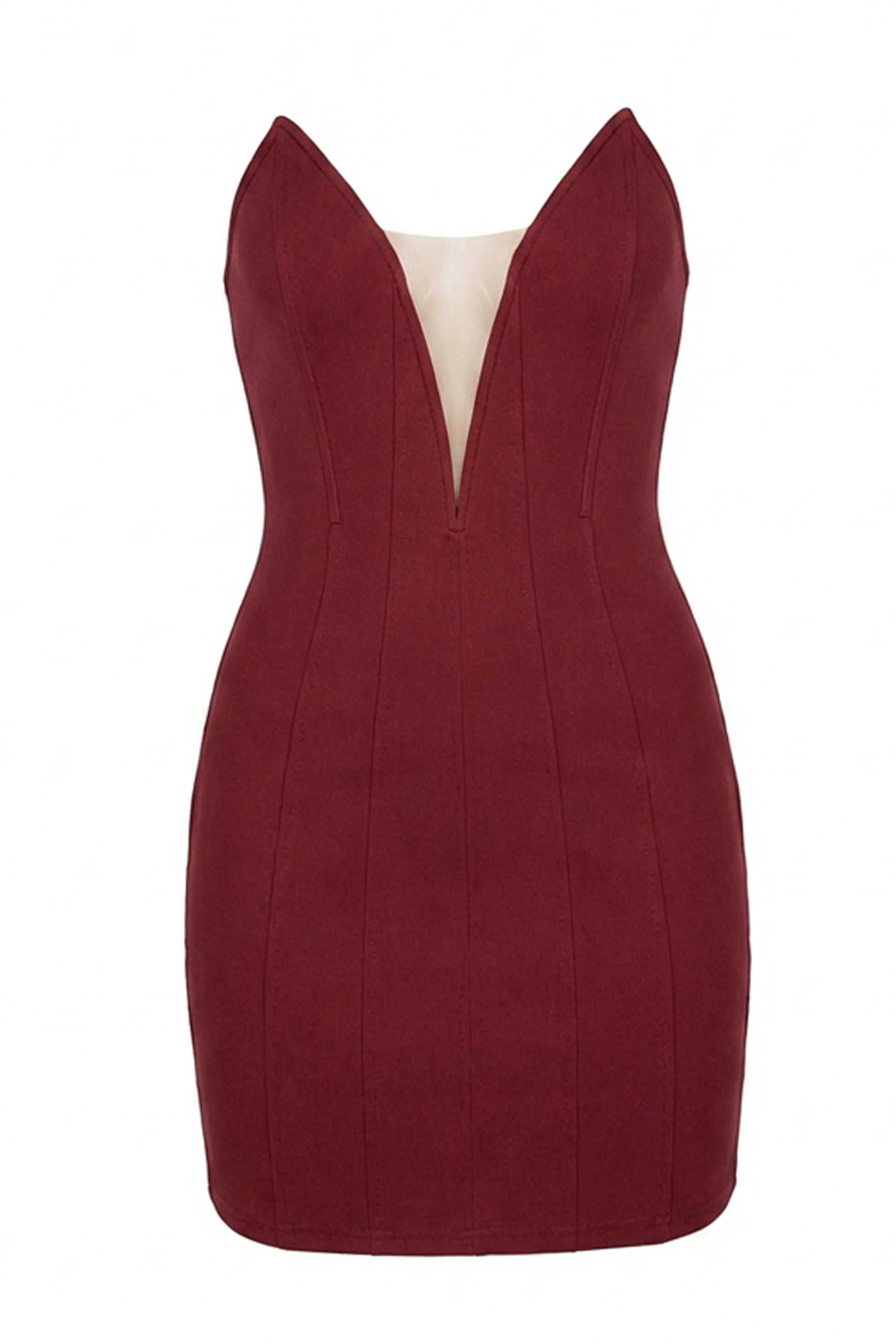 Burgundy Gilded Radiance Mini Dress JLUXLABEL