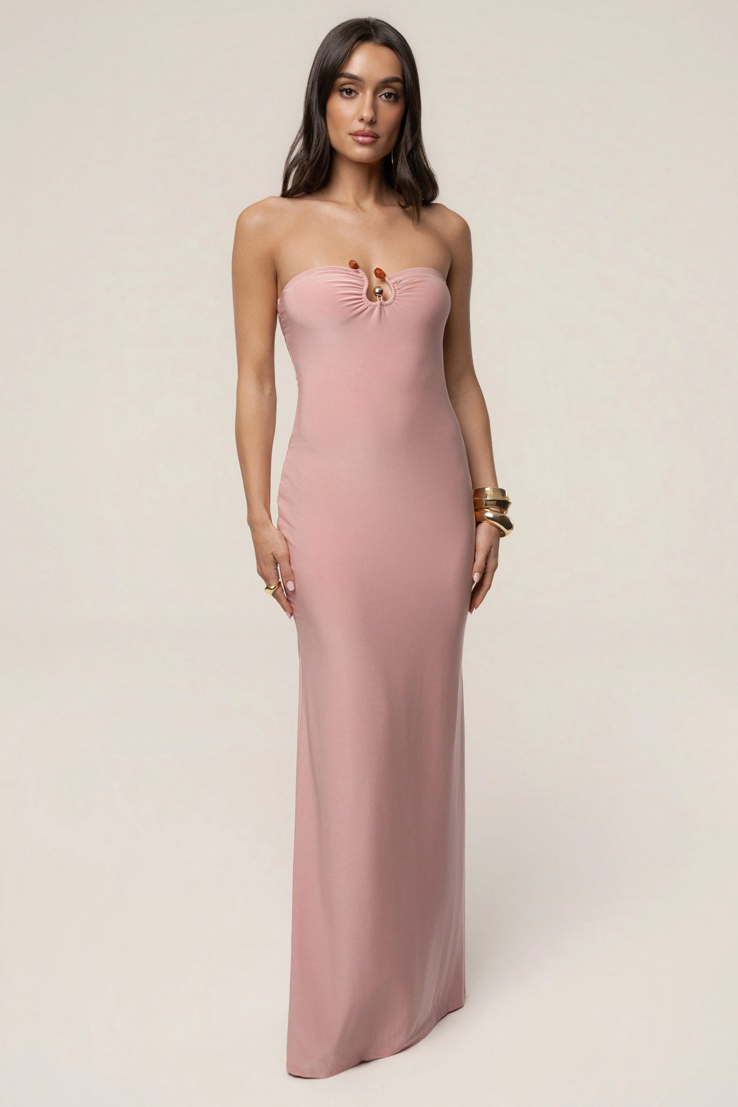 Dusty Rose Drift Serenity Maxi Dress JLUXLABEL