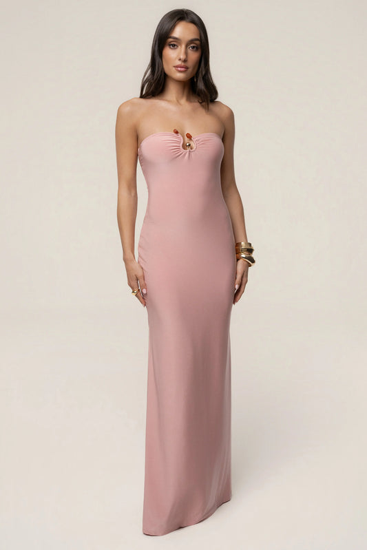 Dusty Rose Drift Serenity Maxi Dress JLUXLABEL