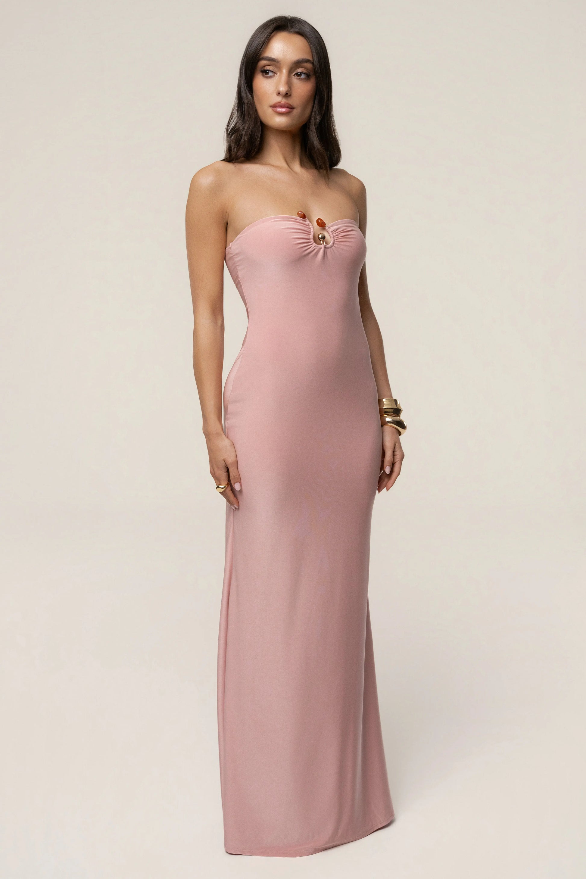 Dusty Rose Drift Serenity Maxi Dress JLUXLABEL