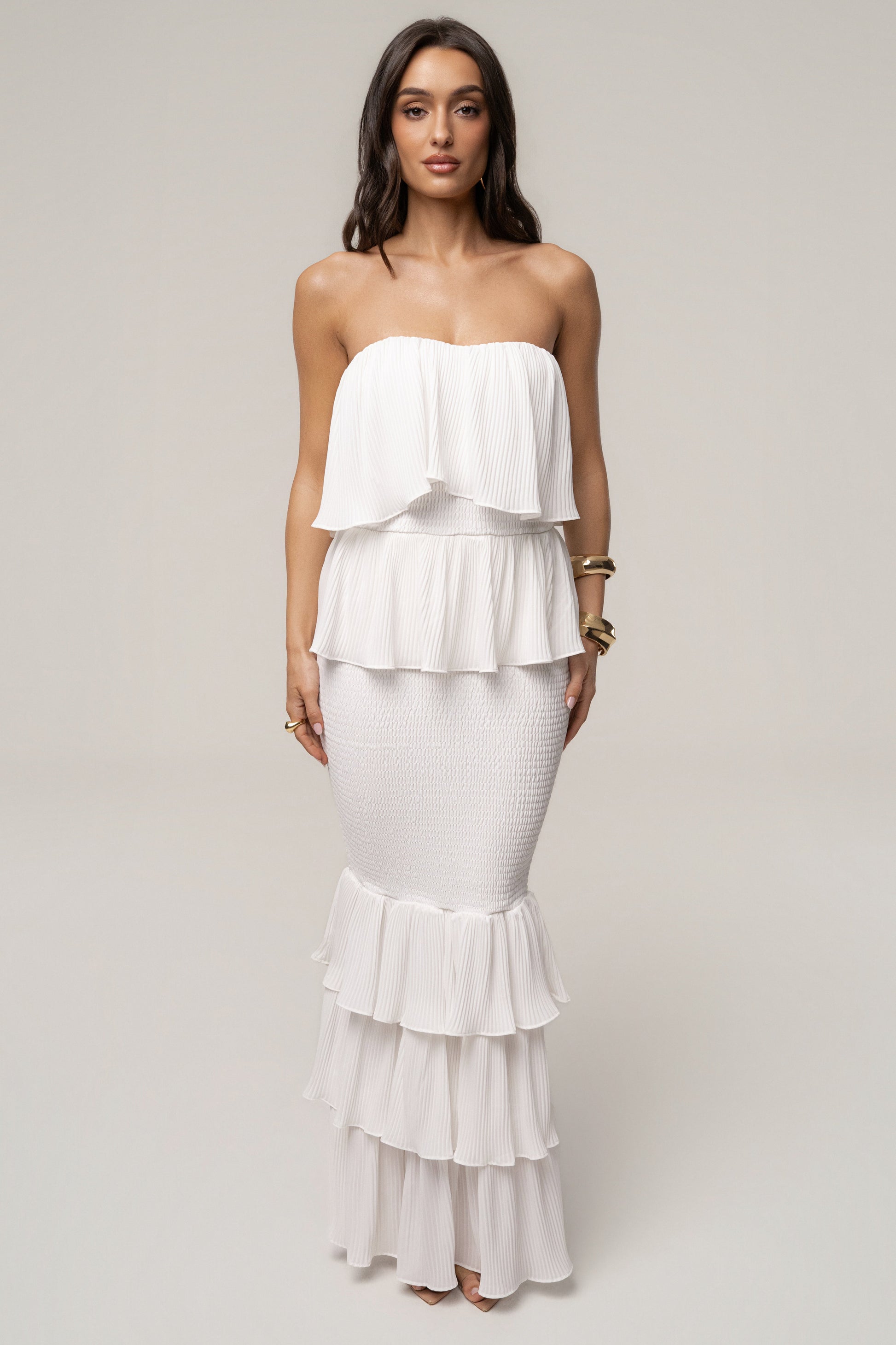 Ivory Casa Blanca Ruffle Dress JLUXLABEL