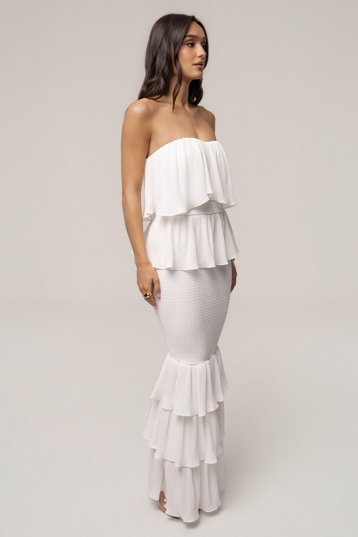 Ivory Casa Blanca Ruffle Dress JLUXLABEL