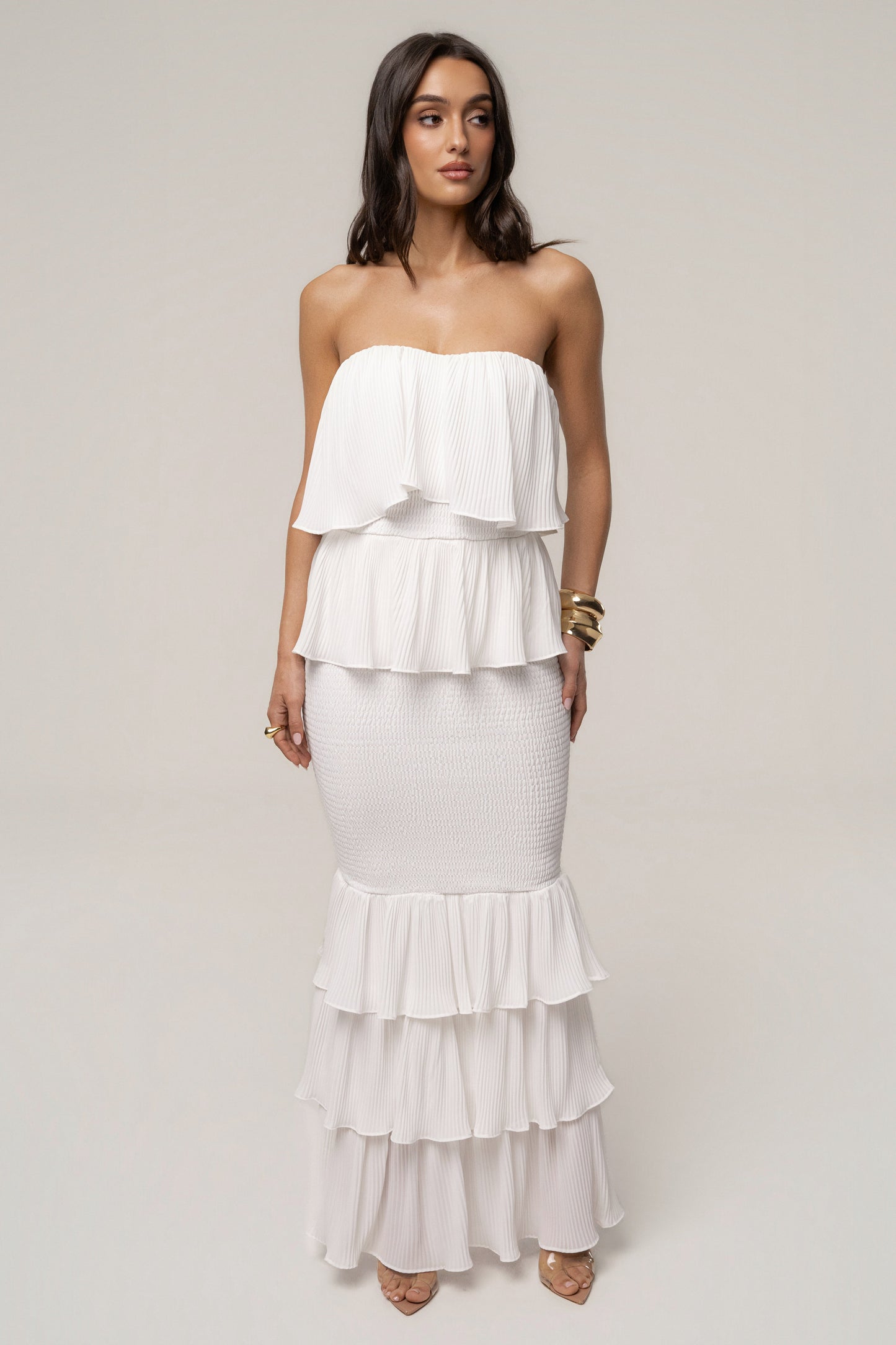 Ivory Casa Blanca Ruffle Dress JLUXLABEL