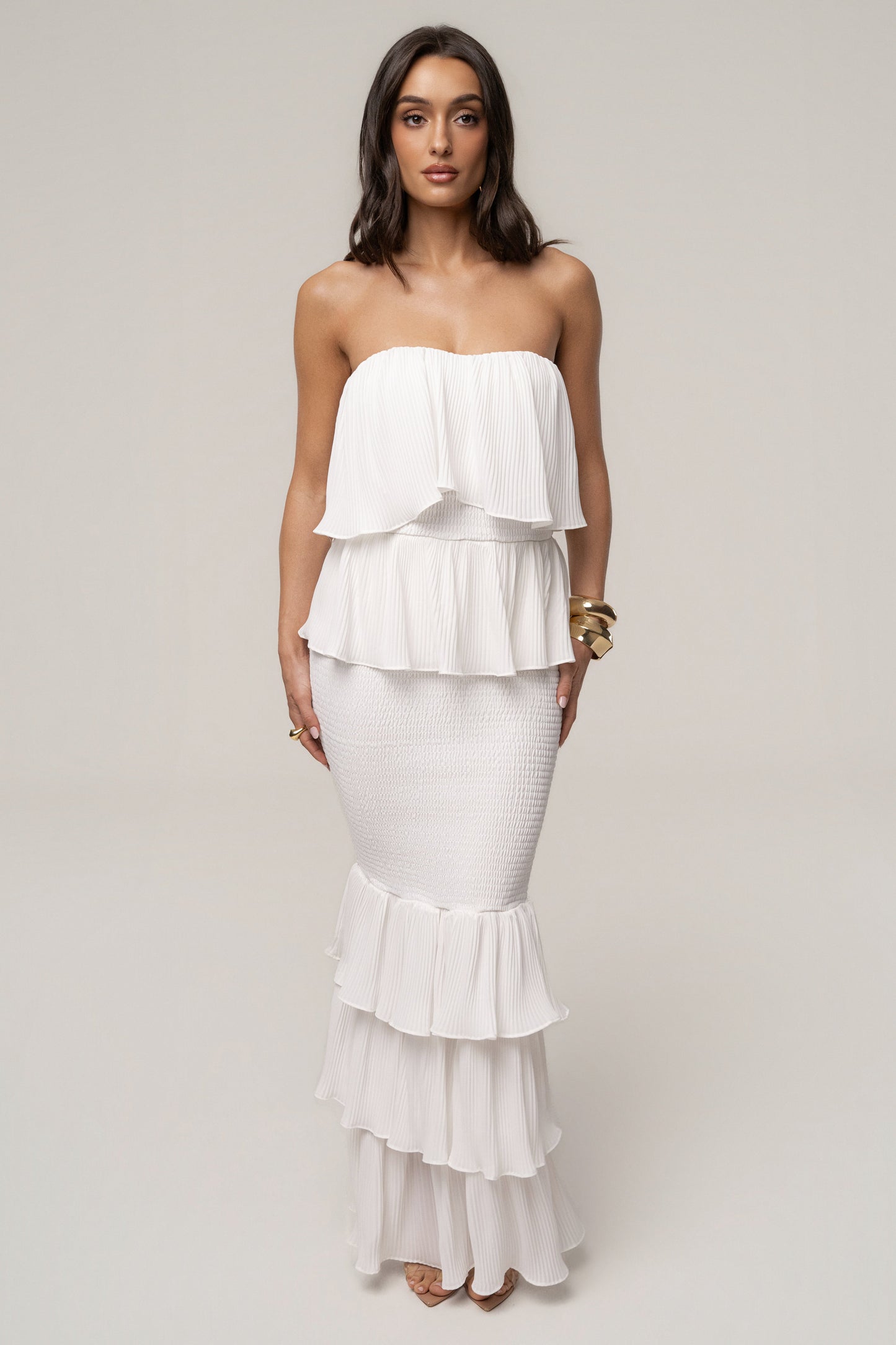 Ivory Casa Blanca Ruffle Dress JLUXLABEL