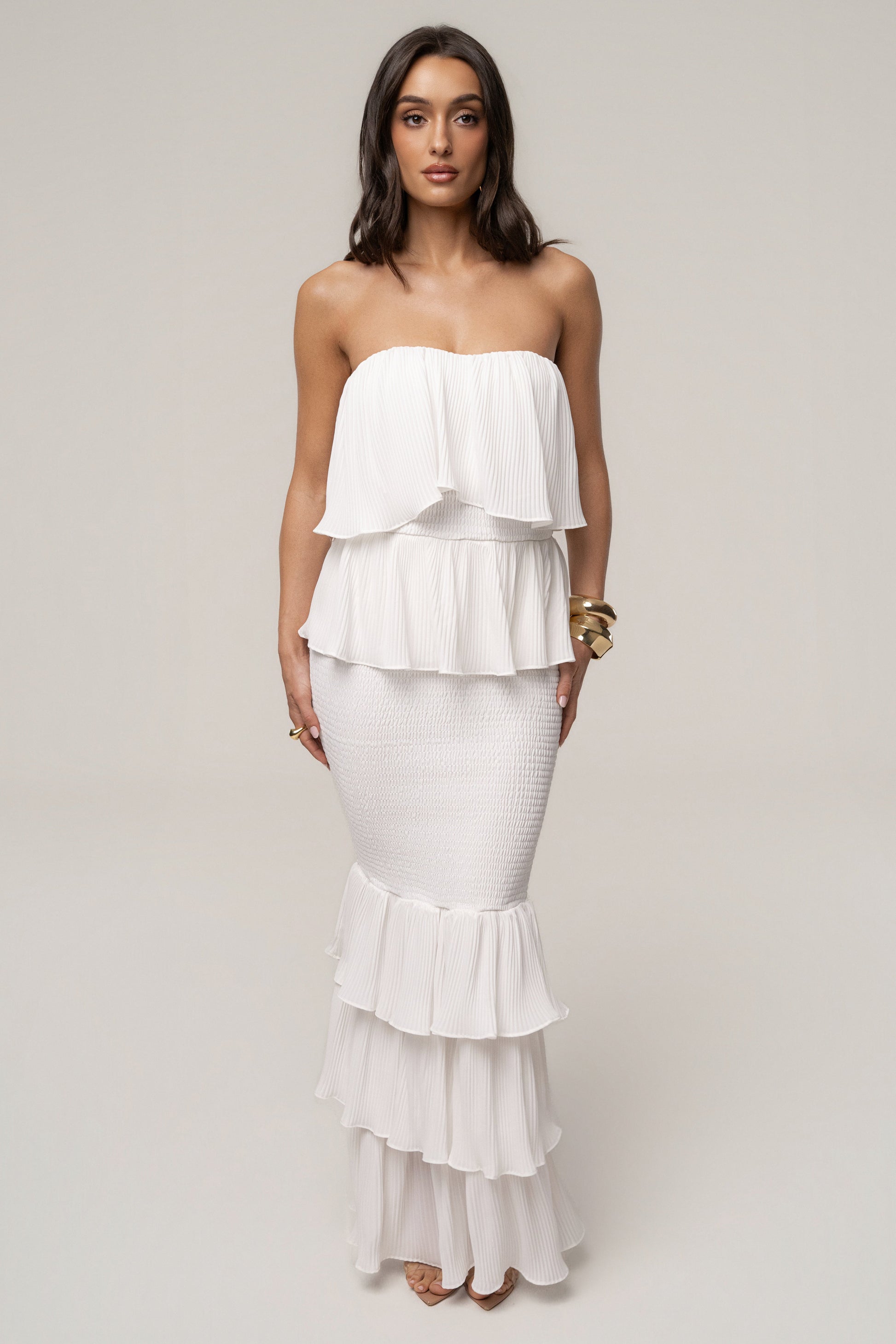 Ivory Casa Blanca Ruffle Dress JLUXLABEL