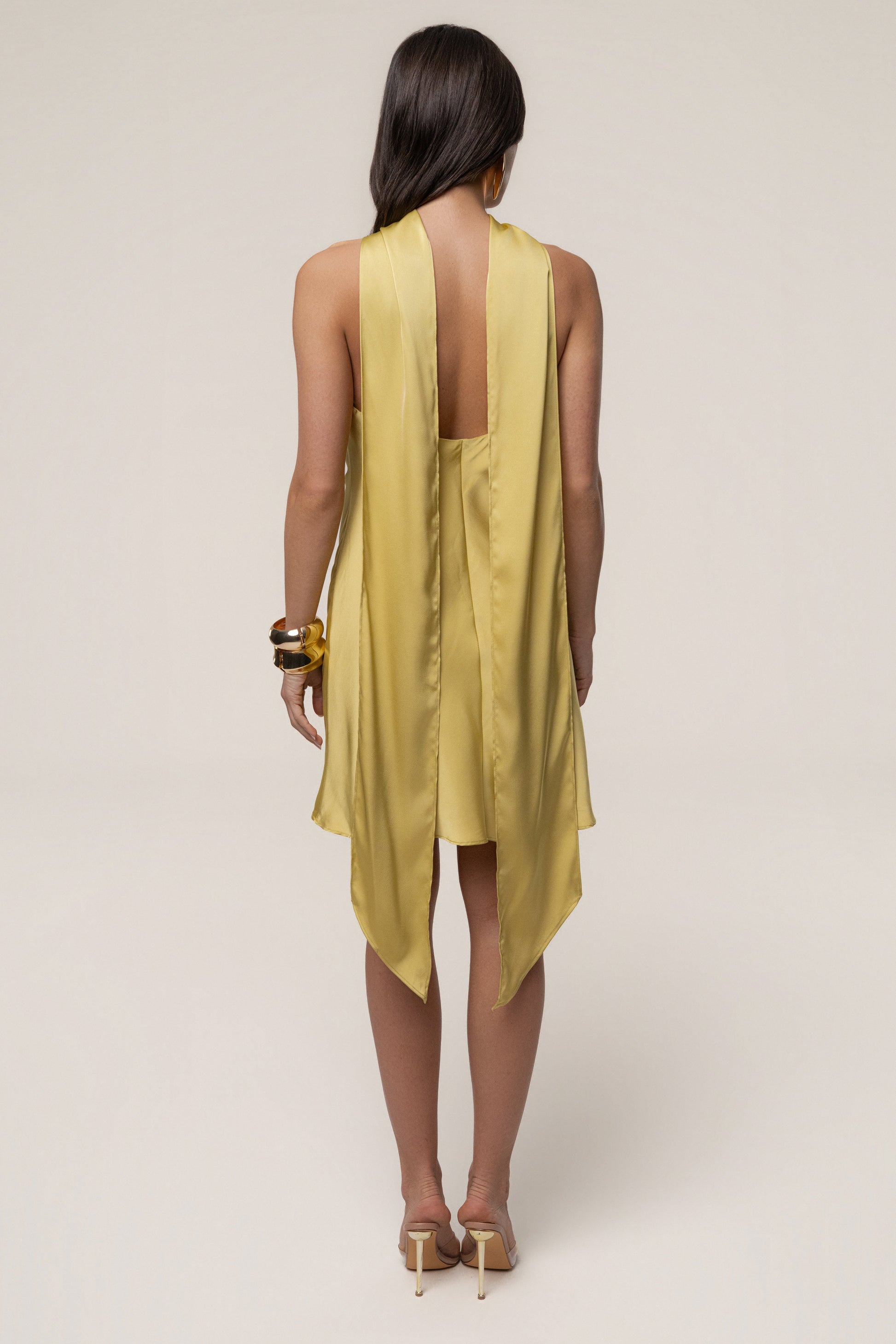 Yellow Jasmine Drape Mini Dress JLUXLABEL