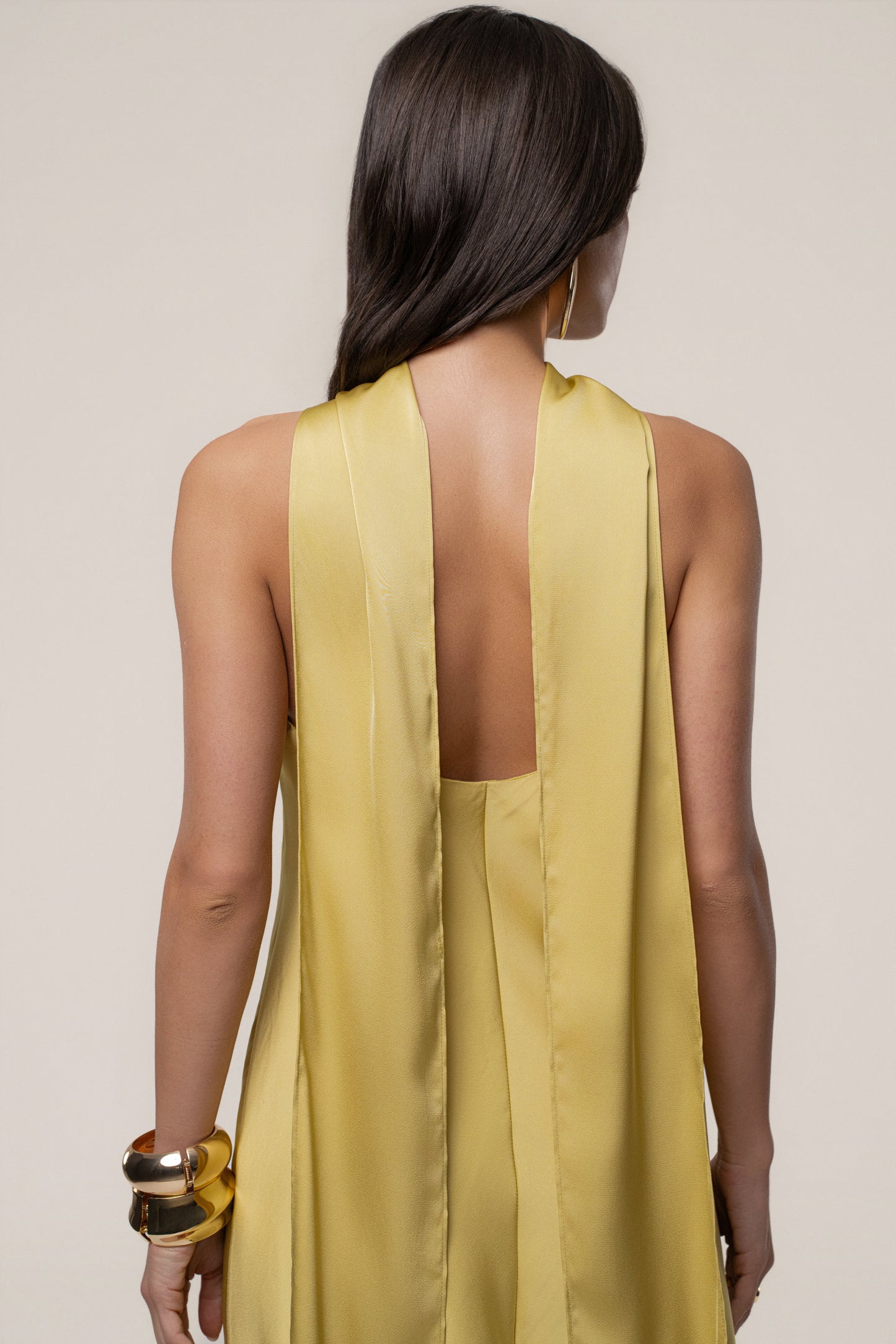 Yellow Jasmine Drape Mini Dress JLUXLABEL