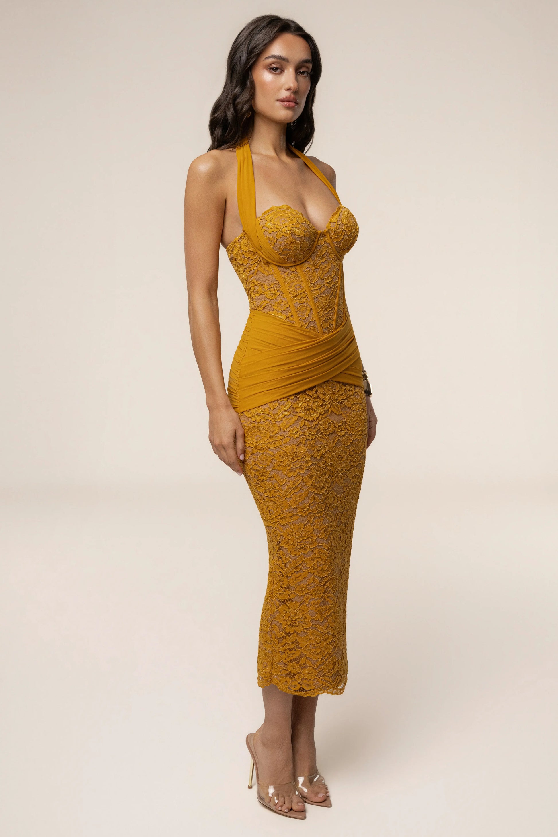 PRE-ORDER Yellow Royal Romance Halter Dress JLUXLABEL