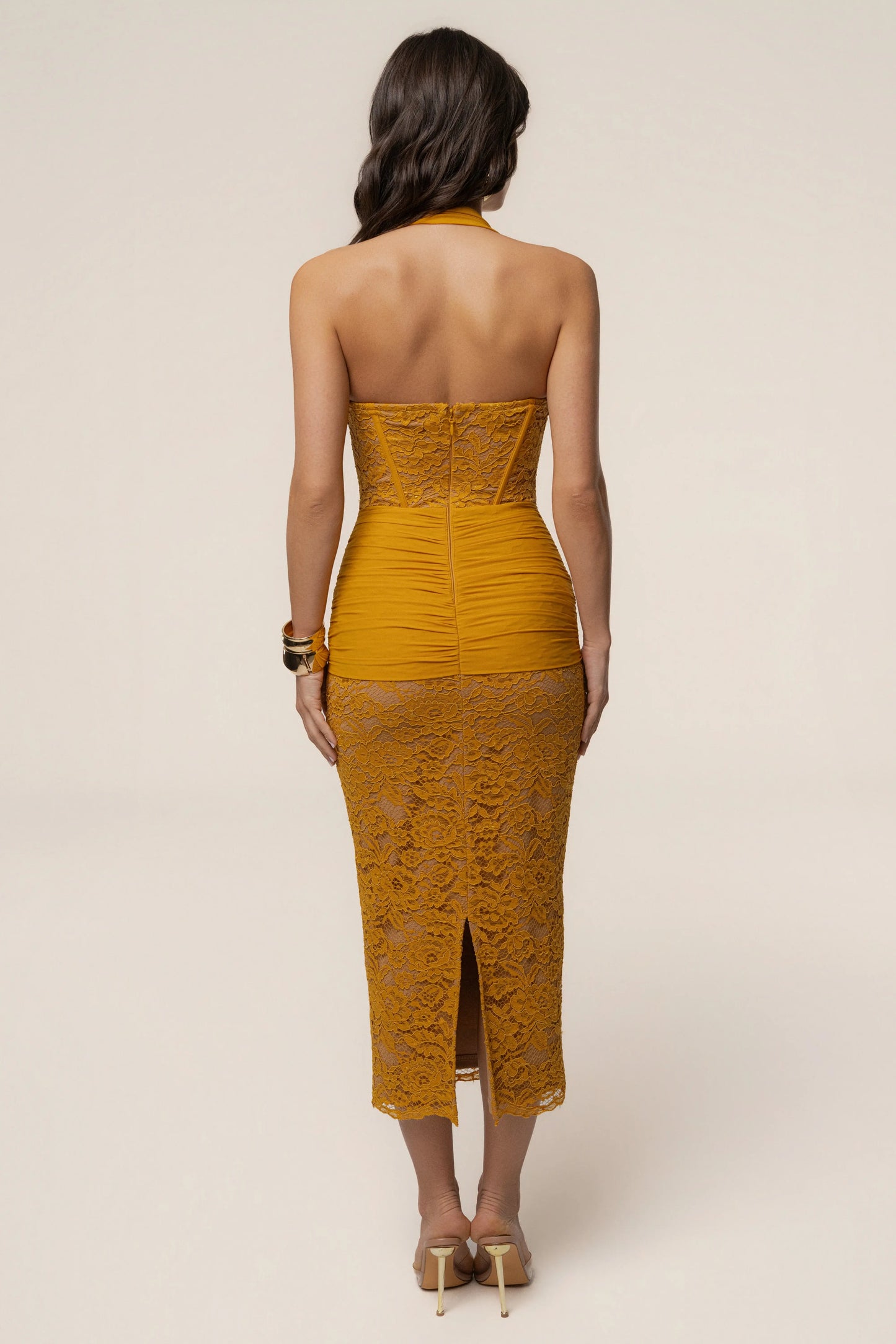 PRE-ORDER Yellow Royal Romance Halter Dress JLUXLABEL