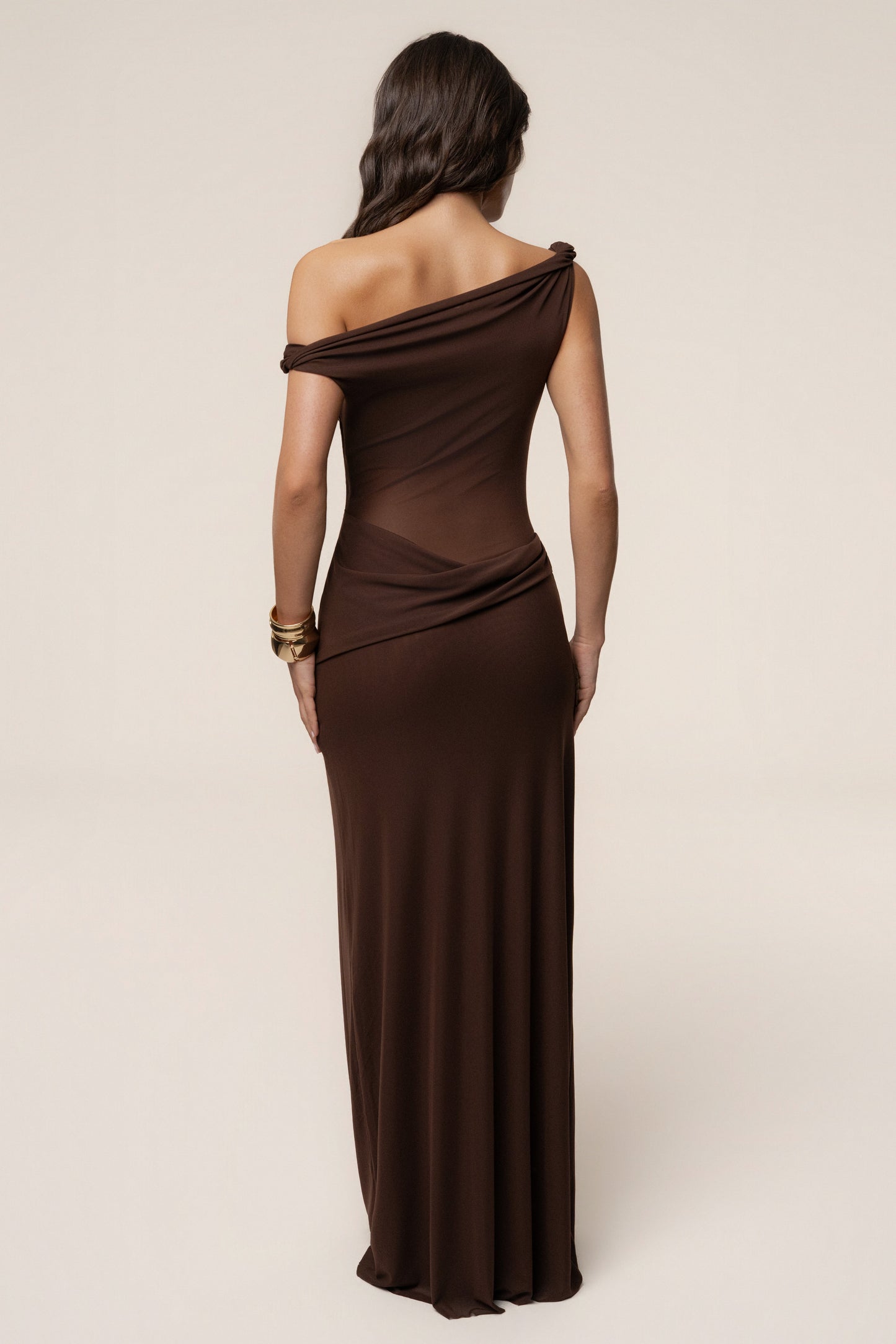 Brown Serenity Drape Gown JLUXLABEL