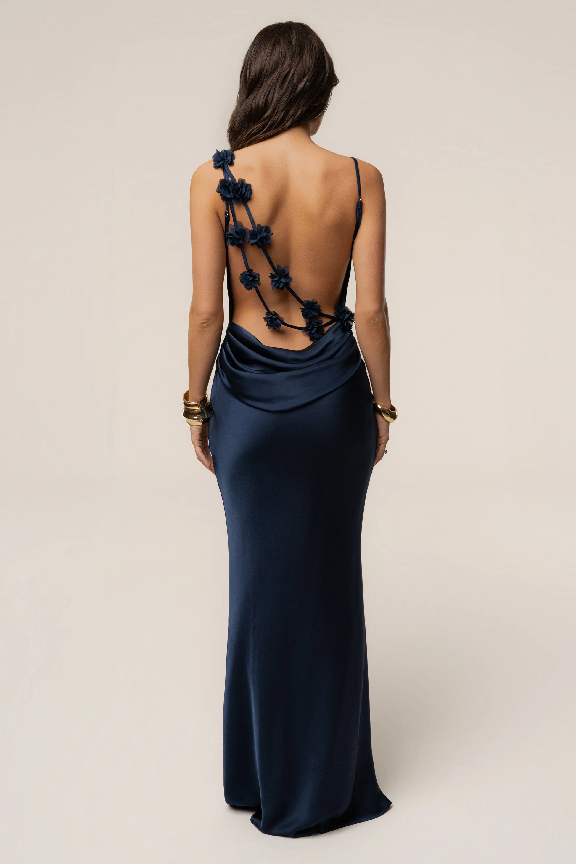 PRE-ORDER Navy Down The Aisle Satin Gown JLUXLABEL