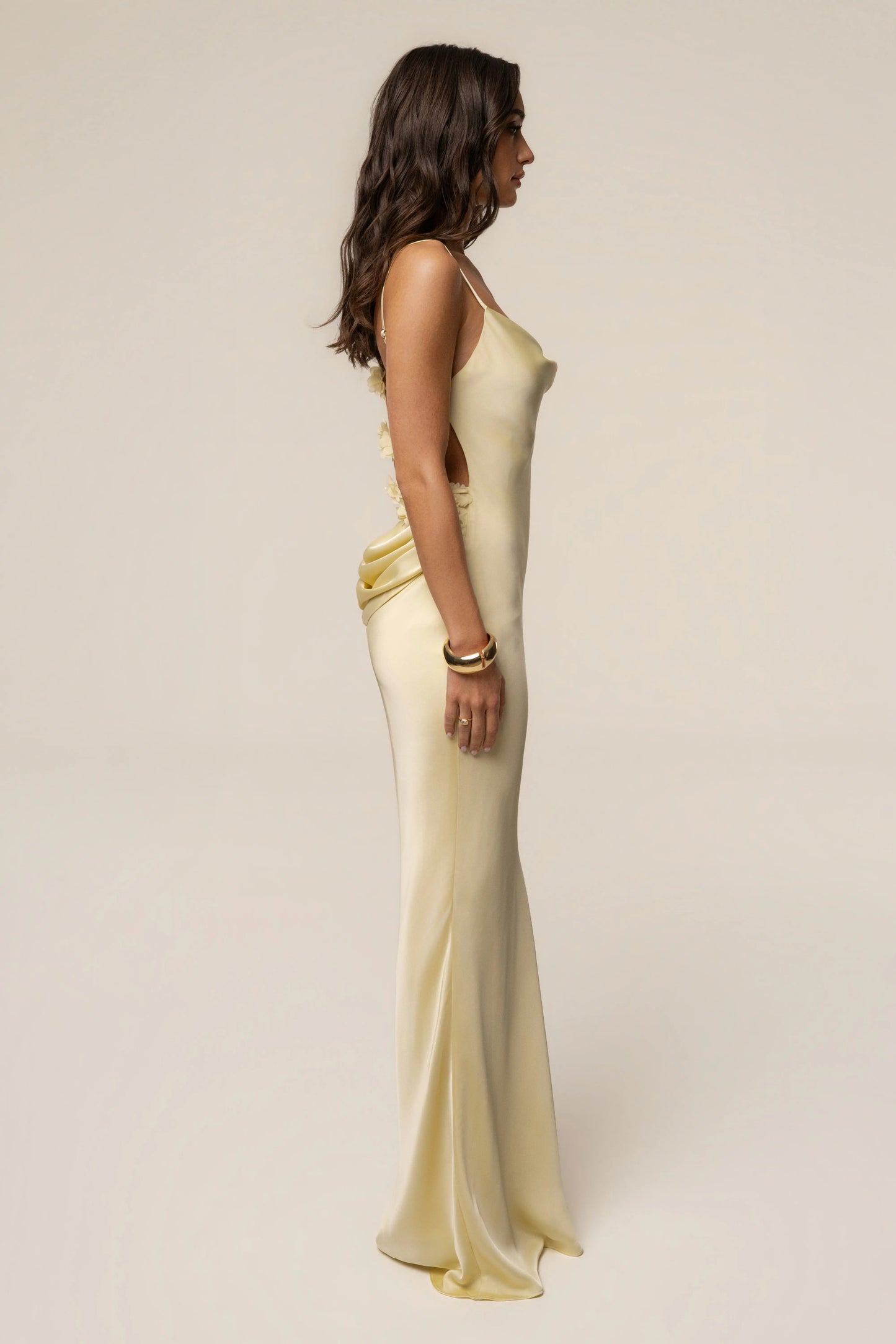 PRE-ORDER Yellow Down The Aisle Satin Gown JLUXLABEL