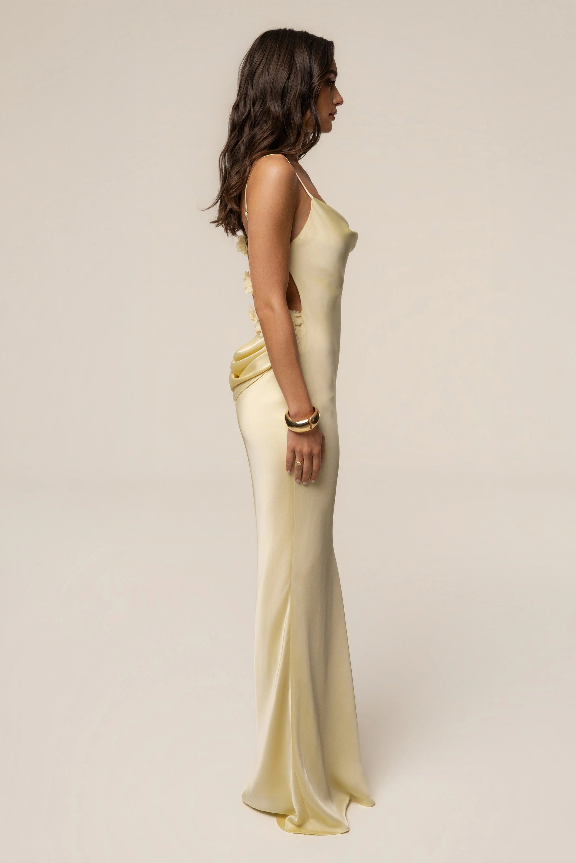 PRE-ORDER Yellow Down The Aisle Satin Gown JLUXLABEL