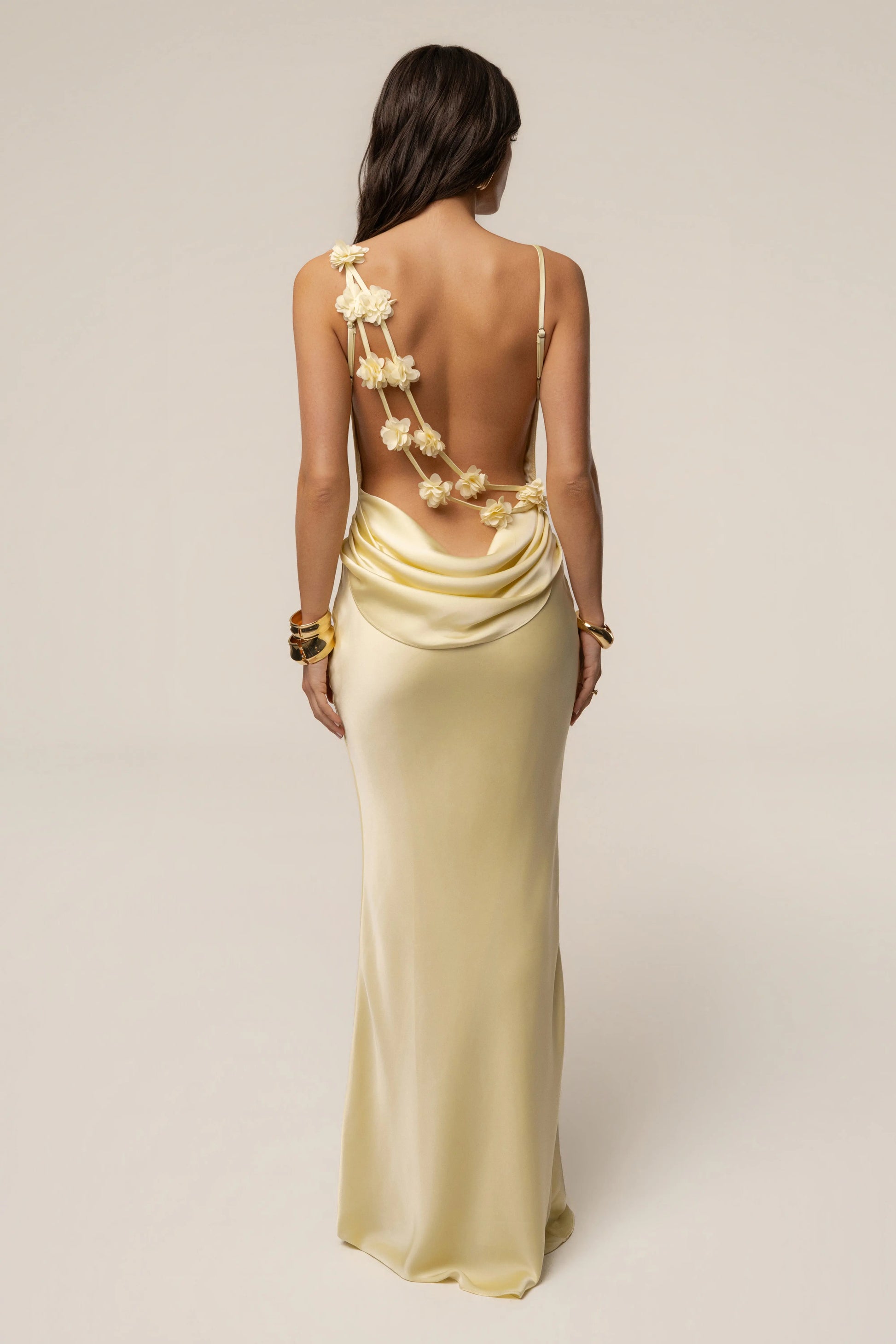 PRE-ORDER Yellow Down The Aisle Satin Gown JLUXLABEL