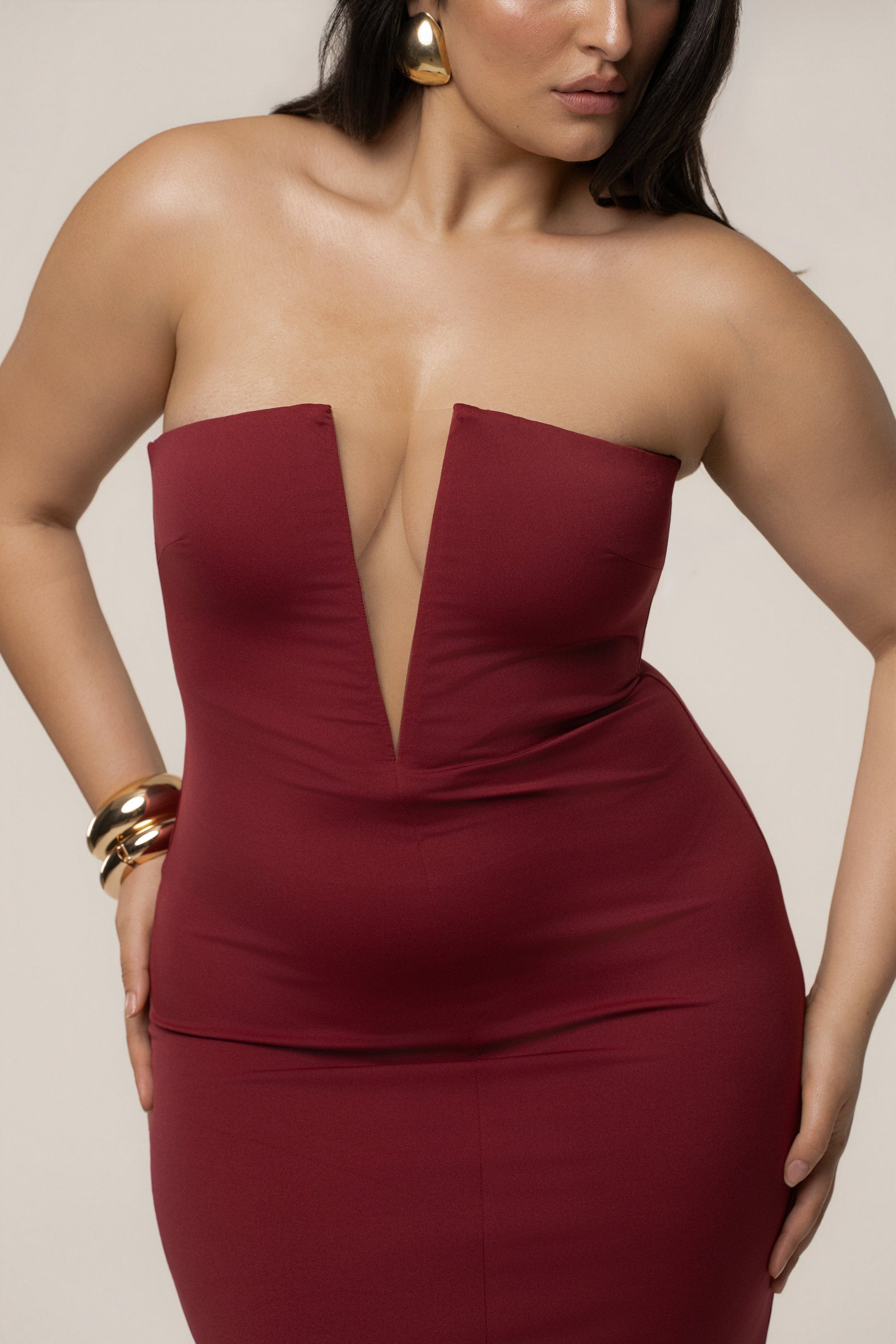Burgundy Midnight Illusion Maxi Gown JLUXLABEL