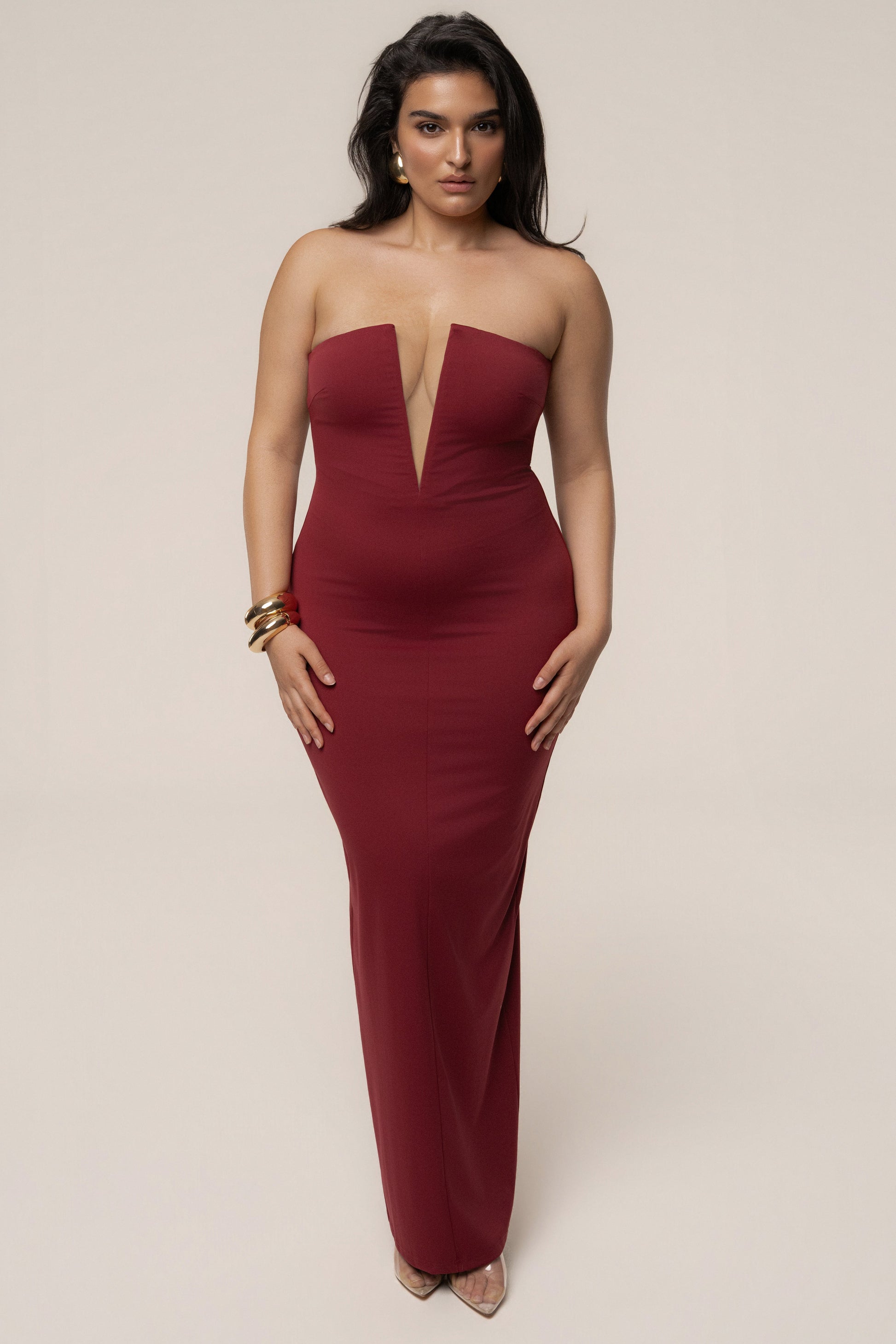 Burgundy Midnight Illusion Maxi Gown JLUXLABEL
