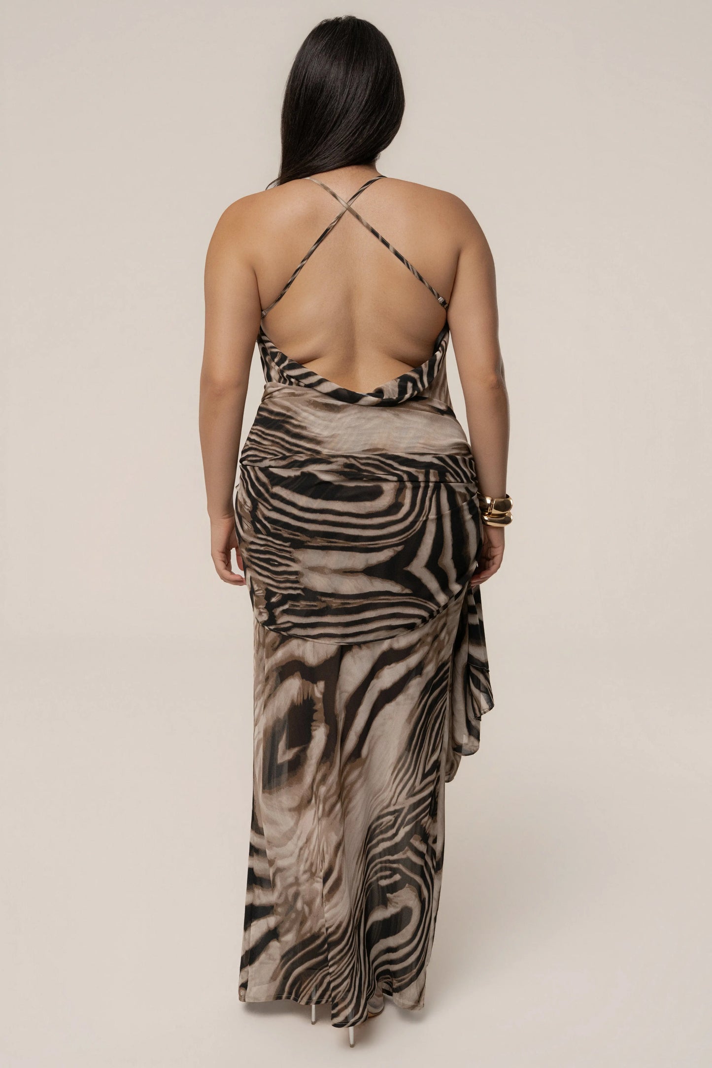 Brown Zebra Print Infinite Journey Maxi Dress JLUXLABEL
