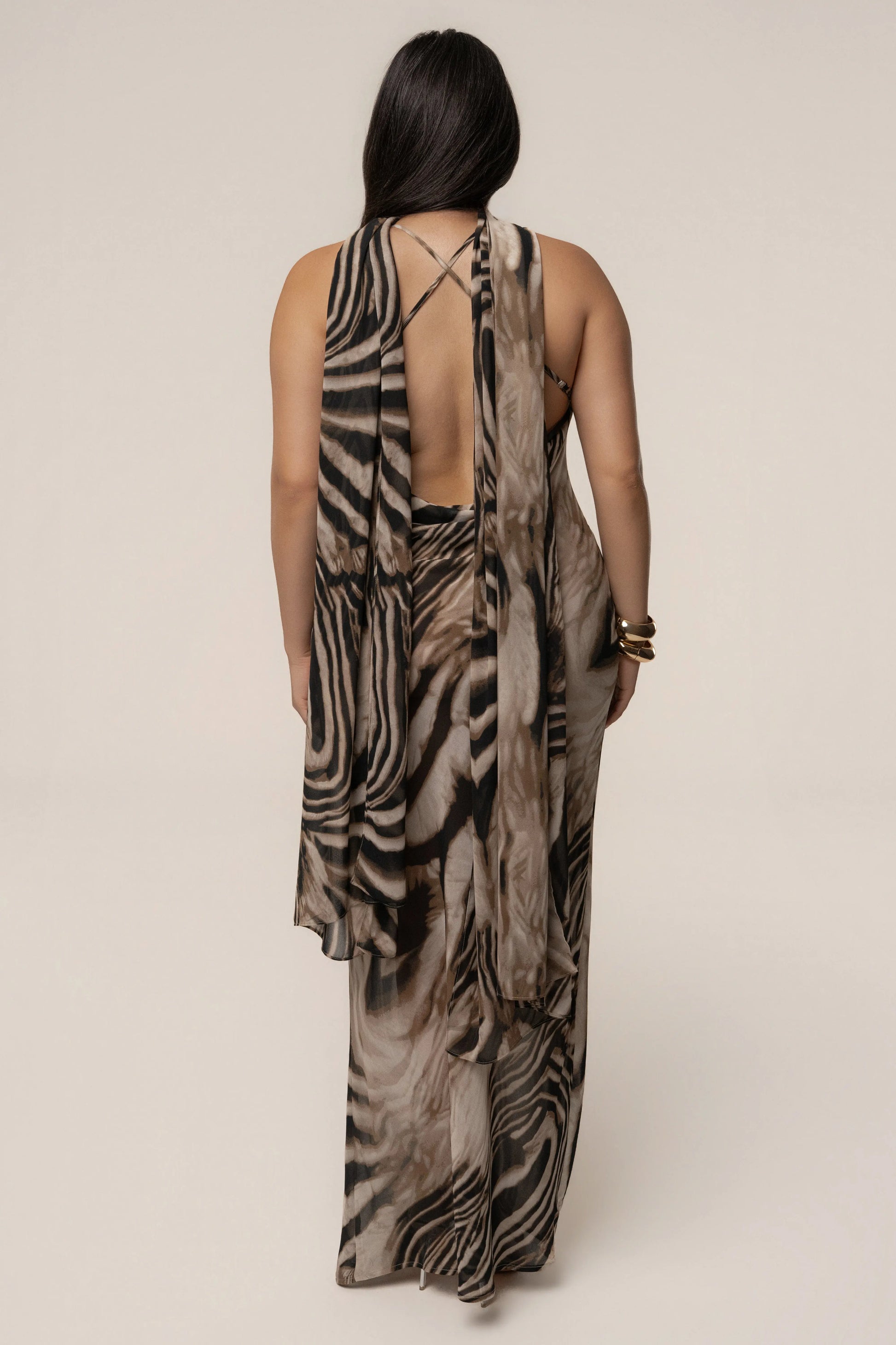 Brown Zebra Print Infinite Journey Maxi Dress JLUXLABEL