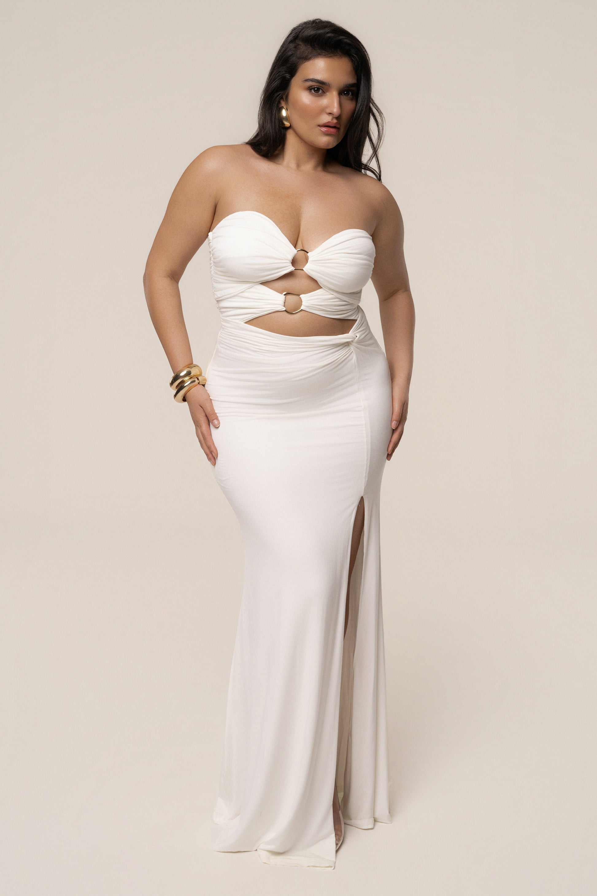 Ivory Athena Cutout Maxi Dress JLUXLABEL