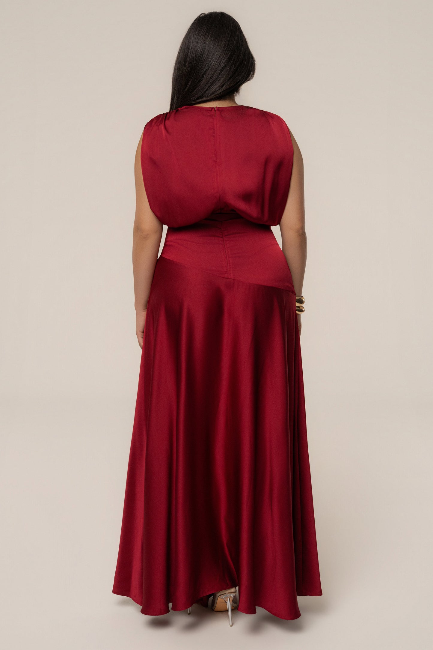 Red Amalia Satin Maxi Dress JLUXLABEL