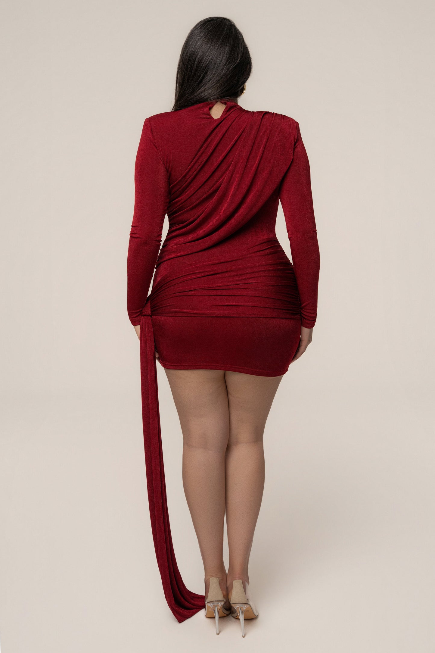 Berry Moments Draped Mini Dress JLUXLABEL