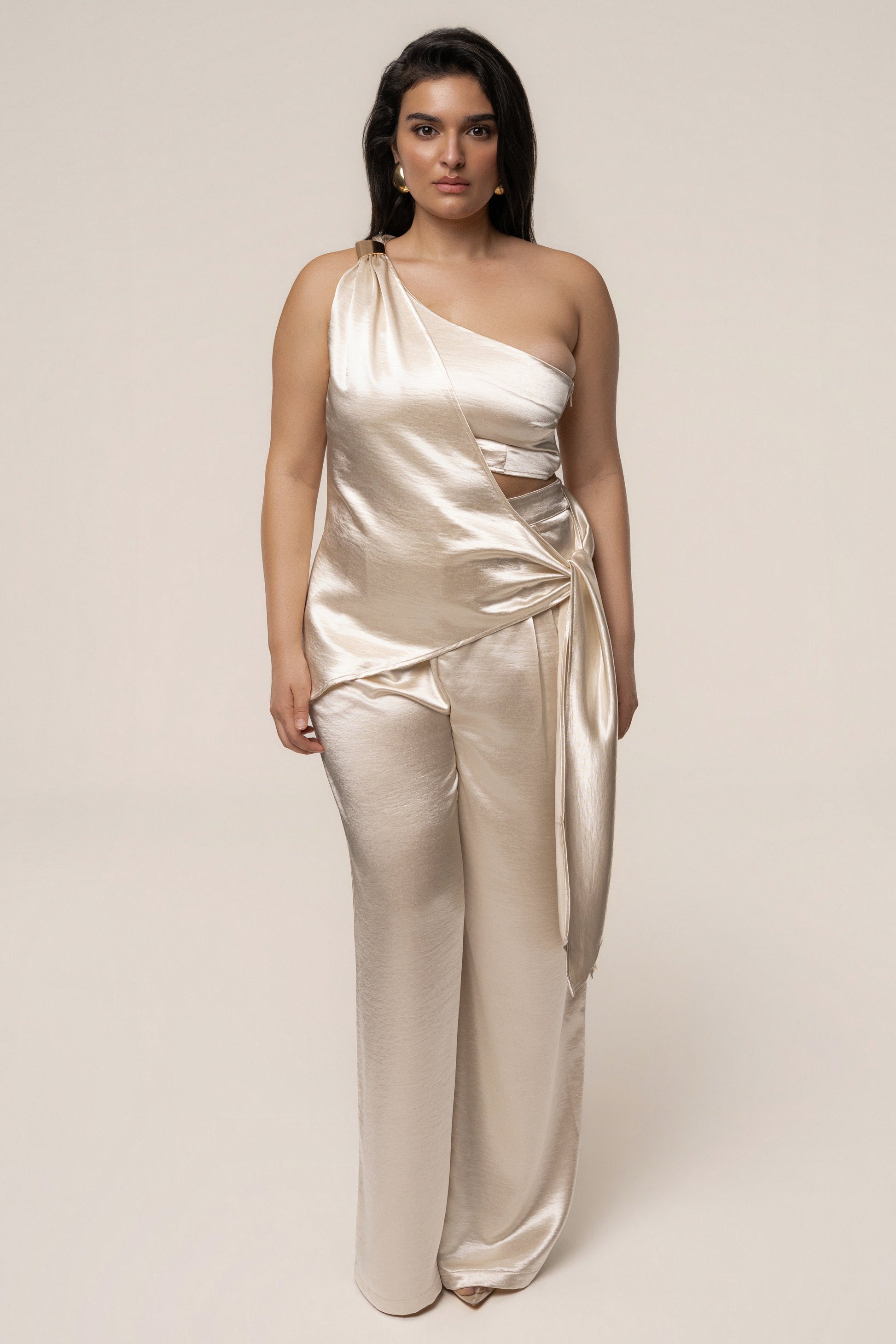 Ivory Palmera Satin Top JLUXLABEL