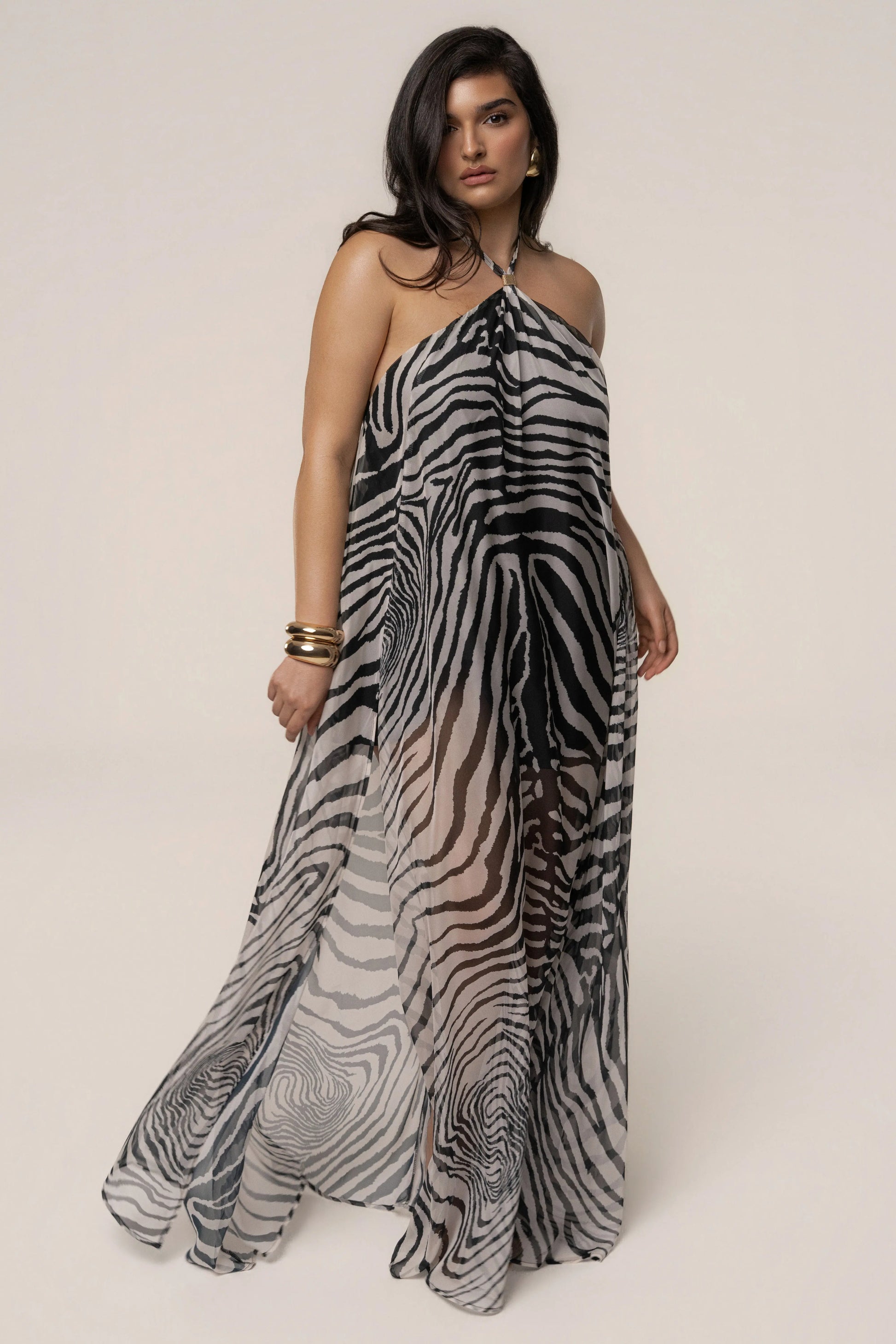 PRE-ORDER Zebra Print Jolene Halter Dress JLUXLABEL