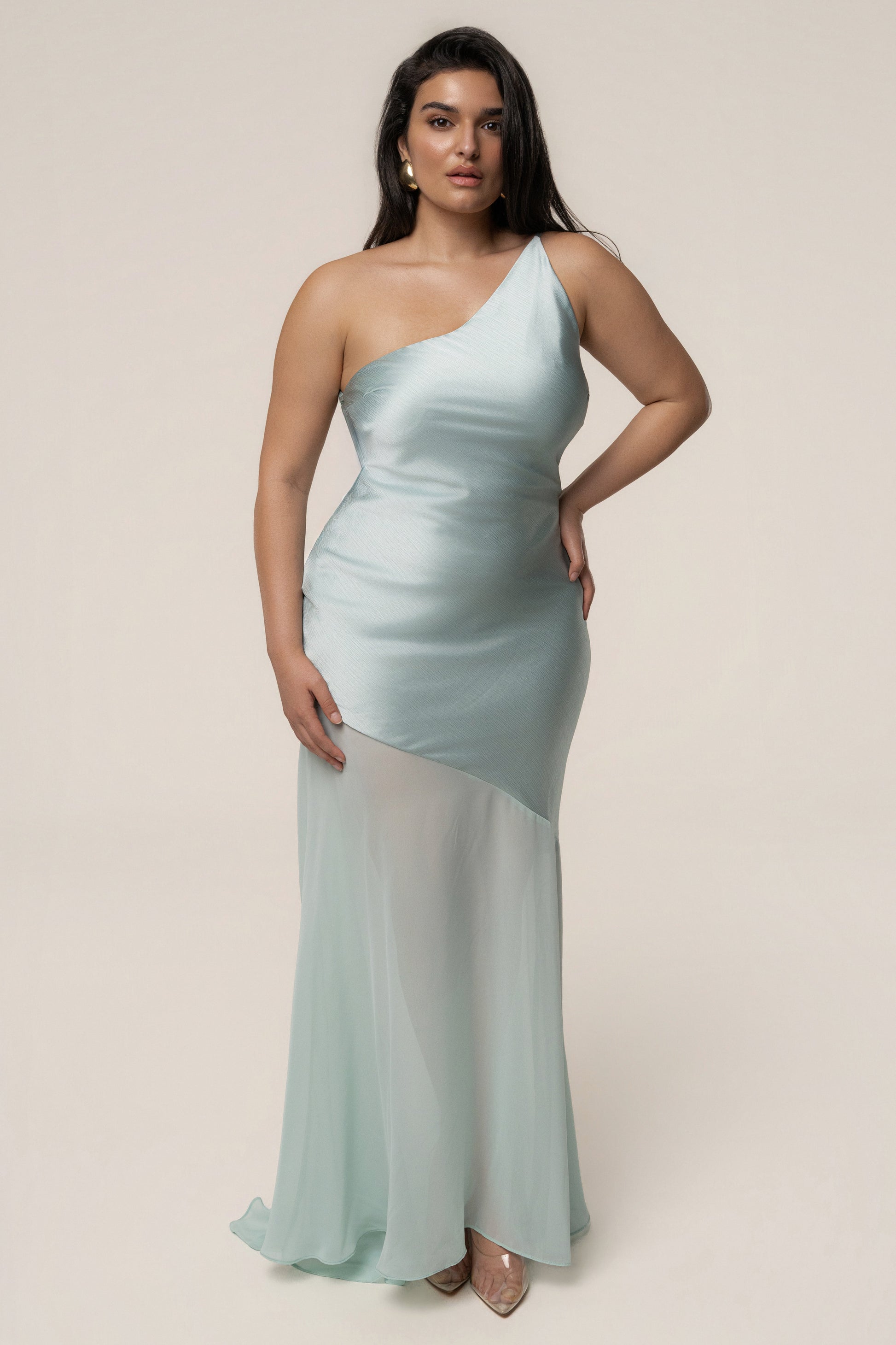Blue Olivia  One Shoulder Maxi Dress JLUXLABEL