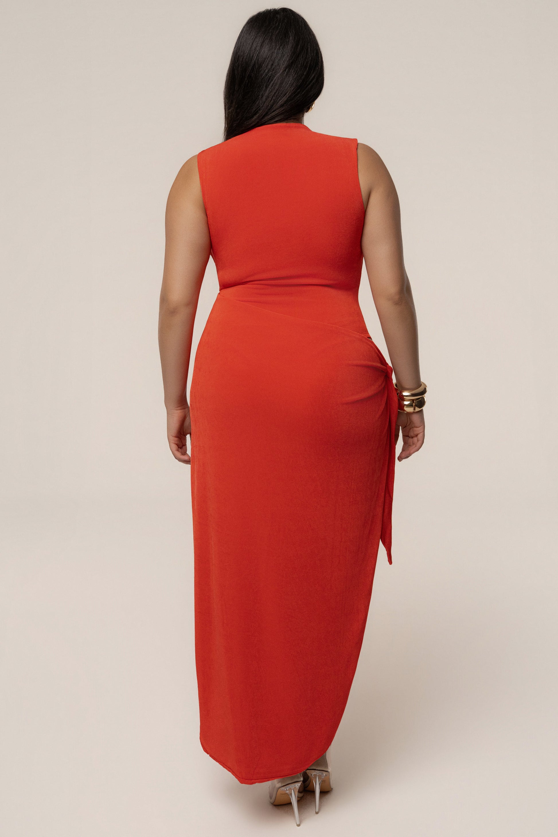 Orange Aubree Midi Dress JLUXLABEL