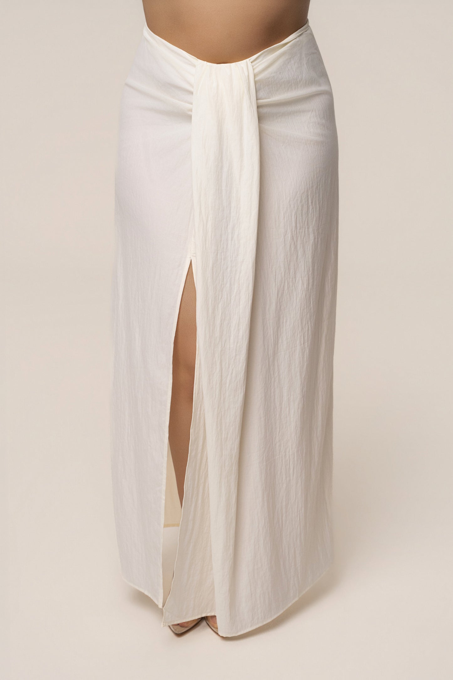 Ivory Flowing Elegance Maxi Skirt JLUXLABEL