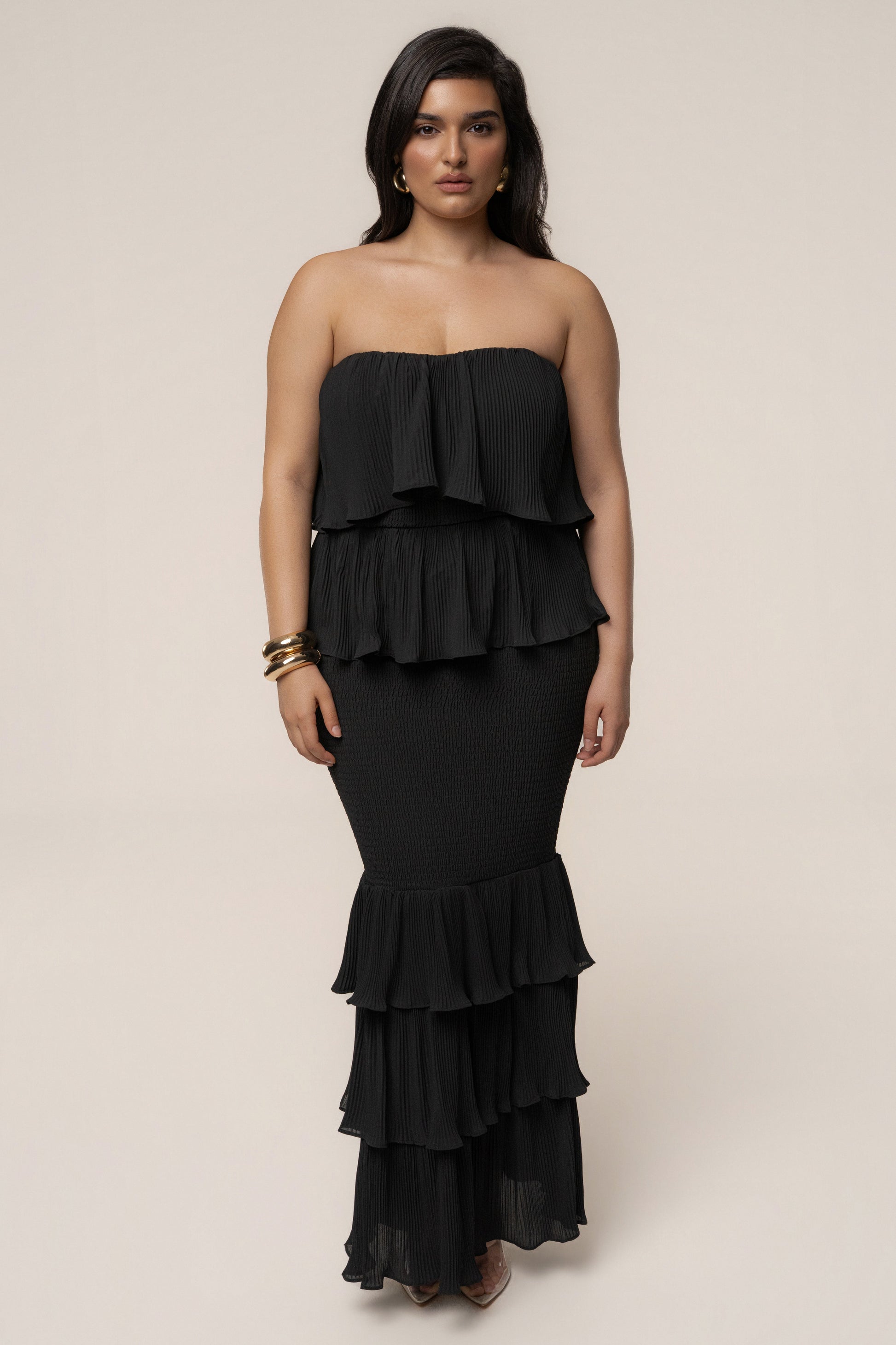 Black Casa Blanca Ruffle Dress JLUXLABEL