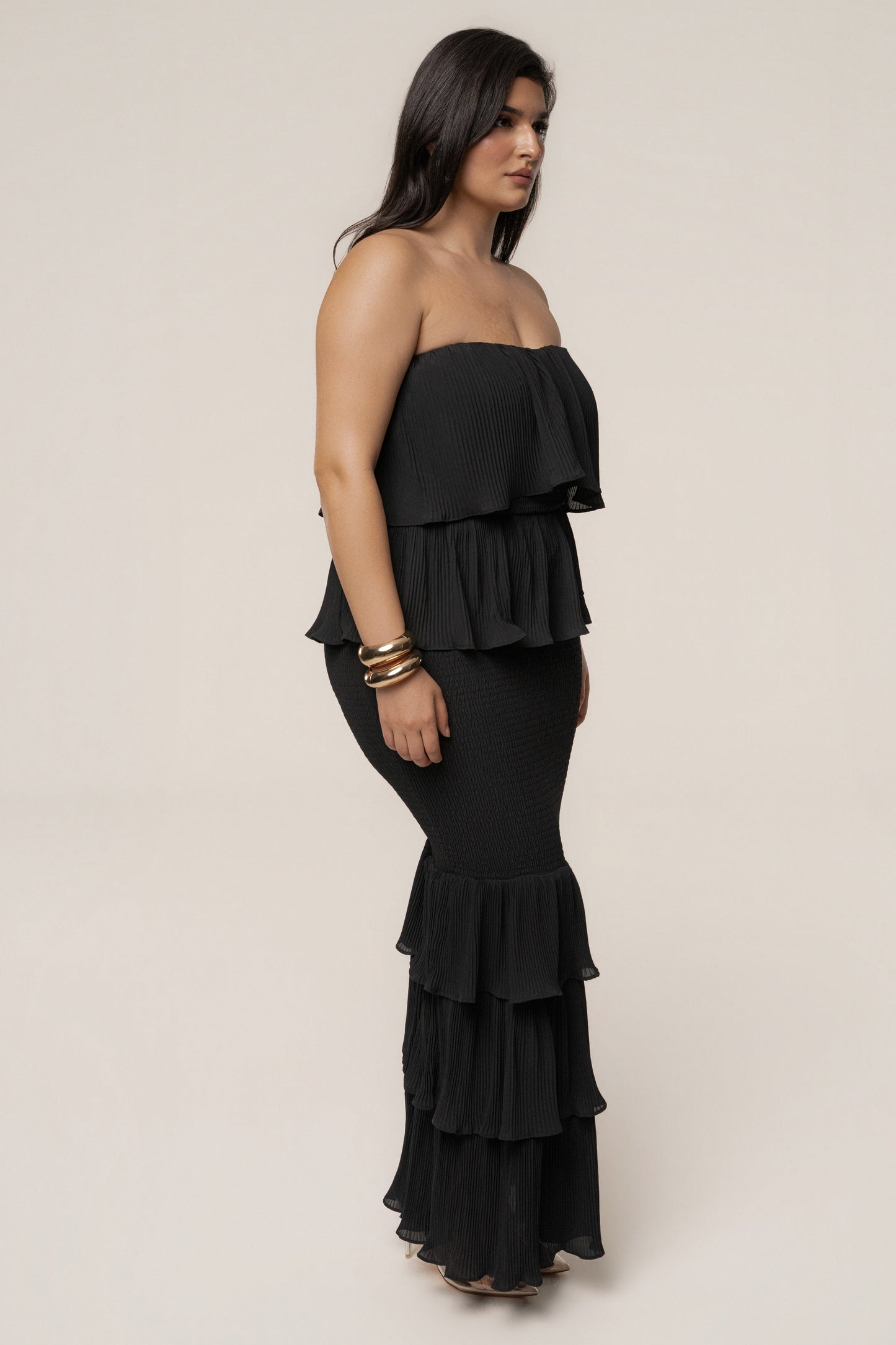 Black Casa Blanca Ruffle Dress JLUXLABEL