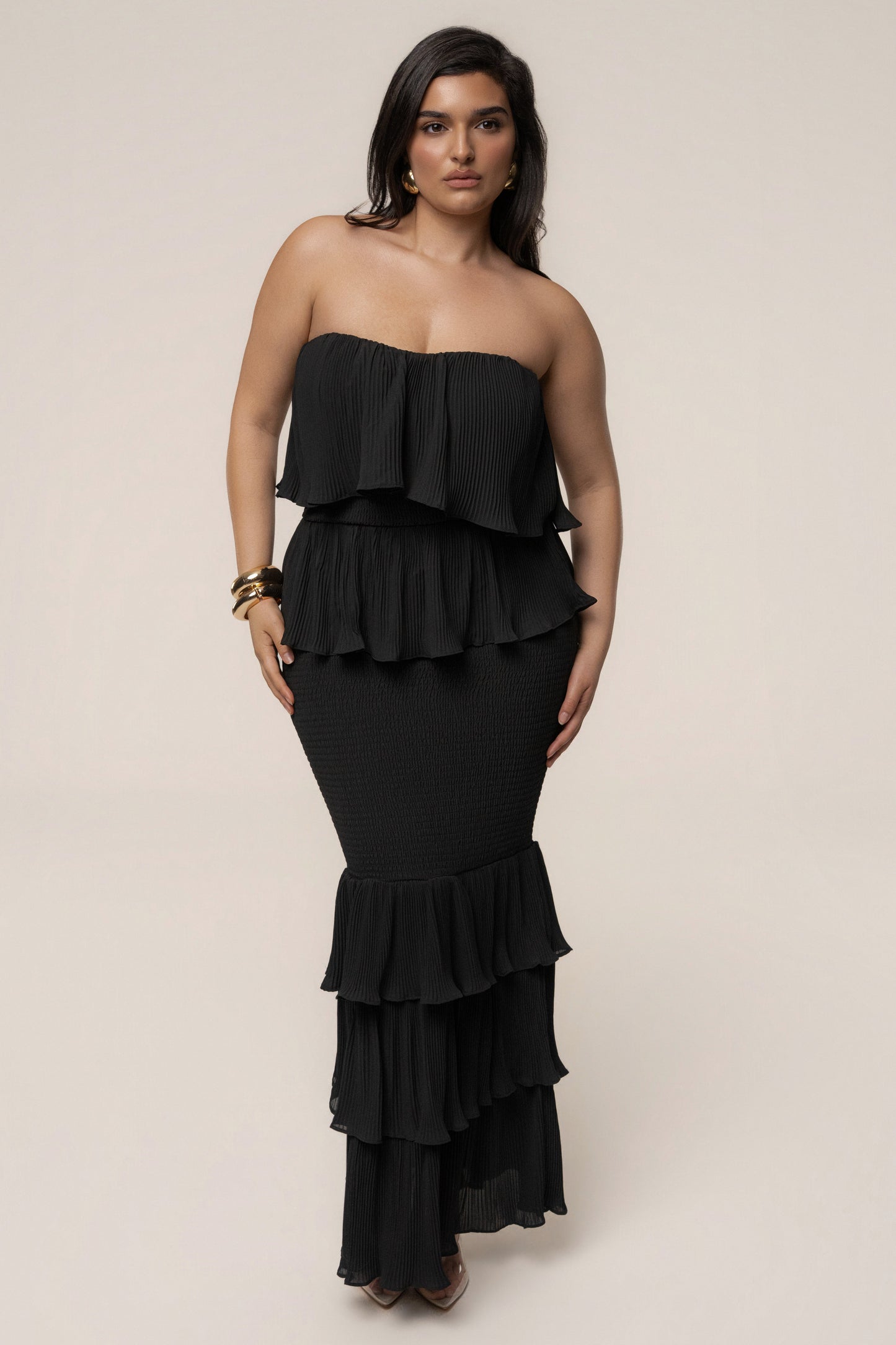 Black Casa Blanca Ruffle Dress JLUXLABEL