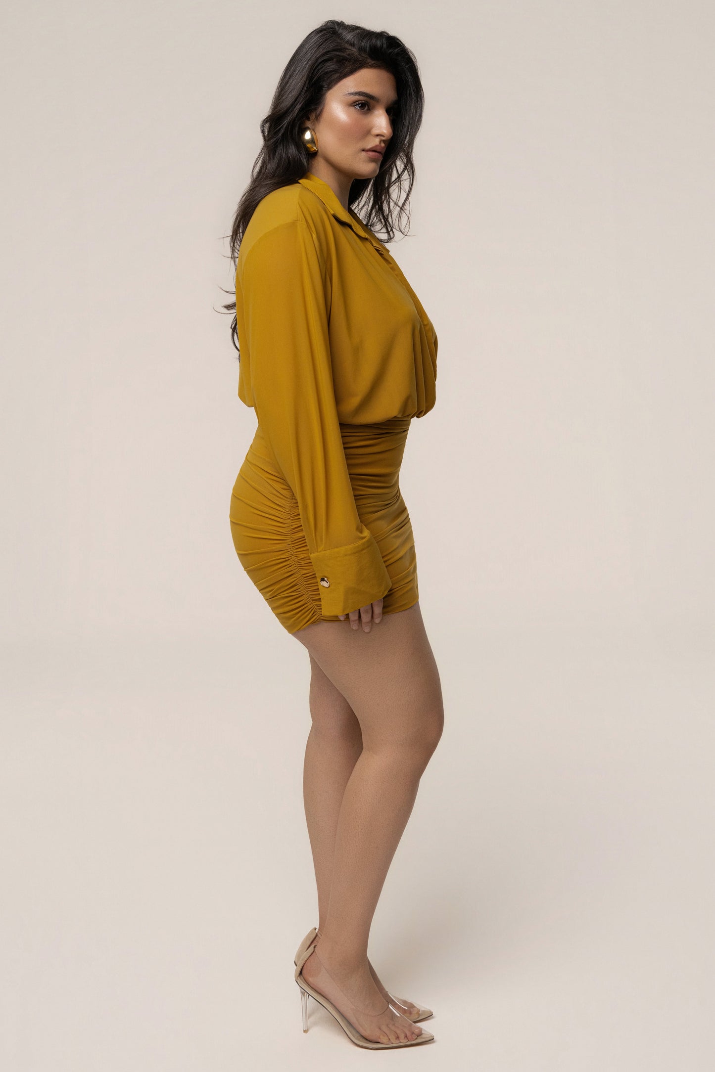 Lime Leah Plunge Mini Dress JLUXLABEL