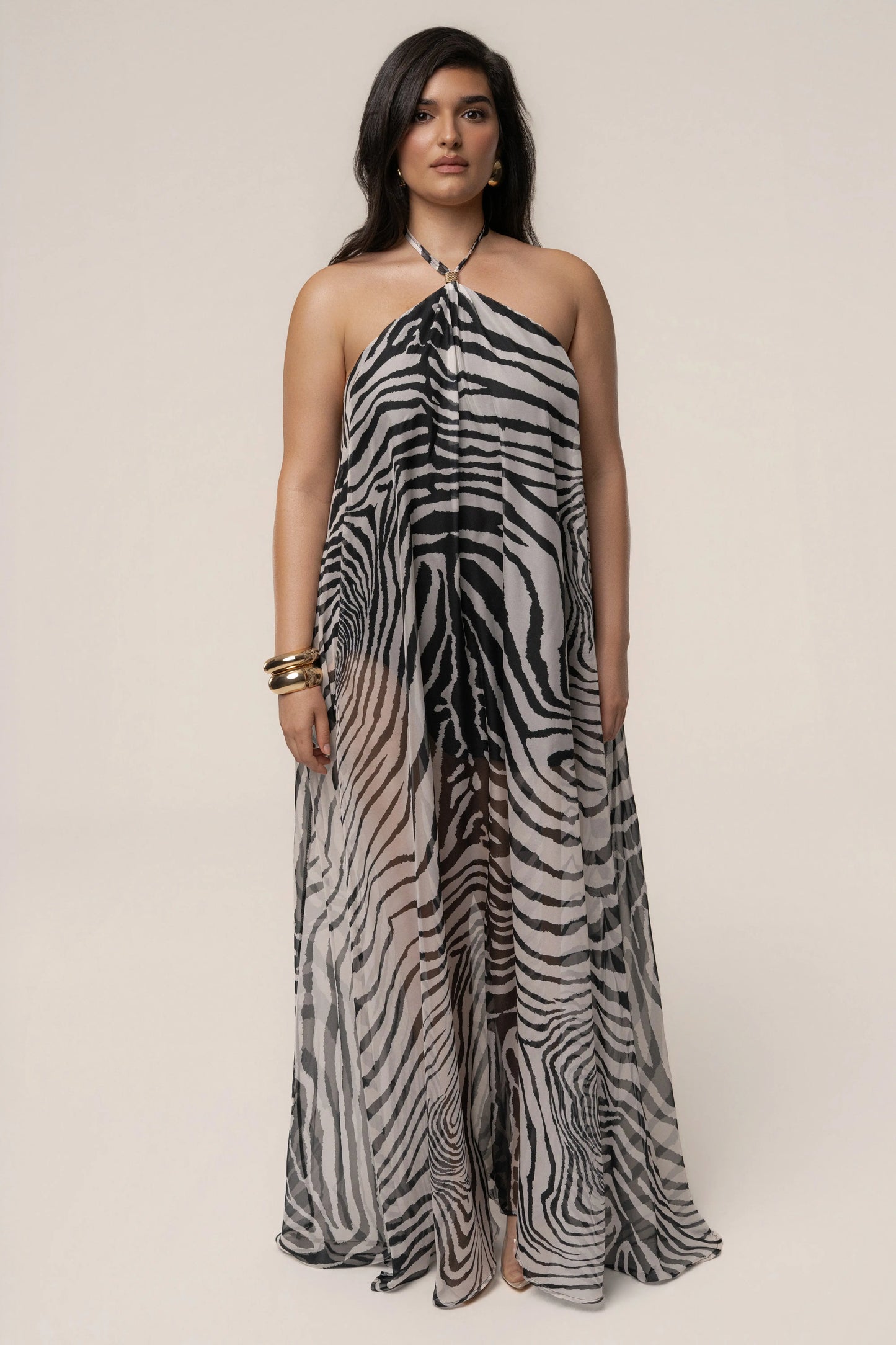 PRE-ORDER Zebra Print Jolene Halter Dress JLUXLABEL