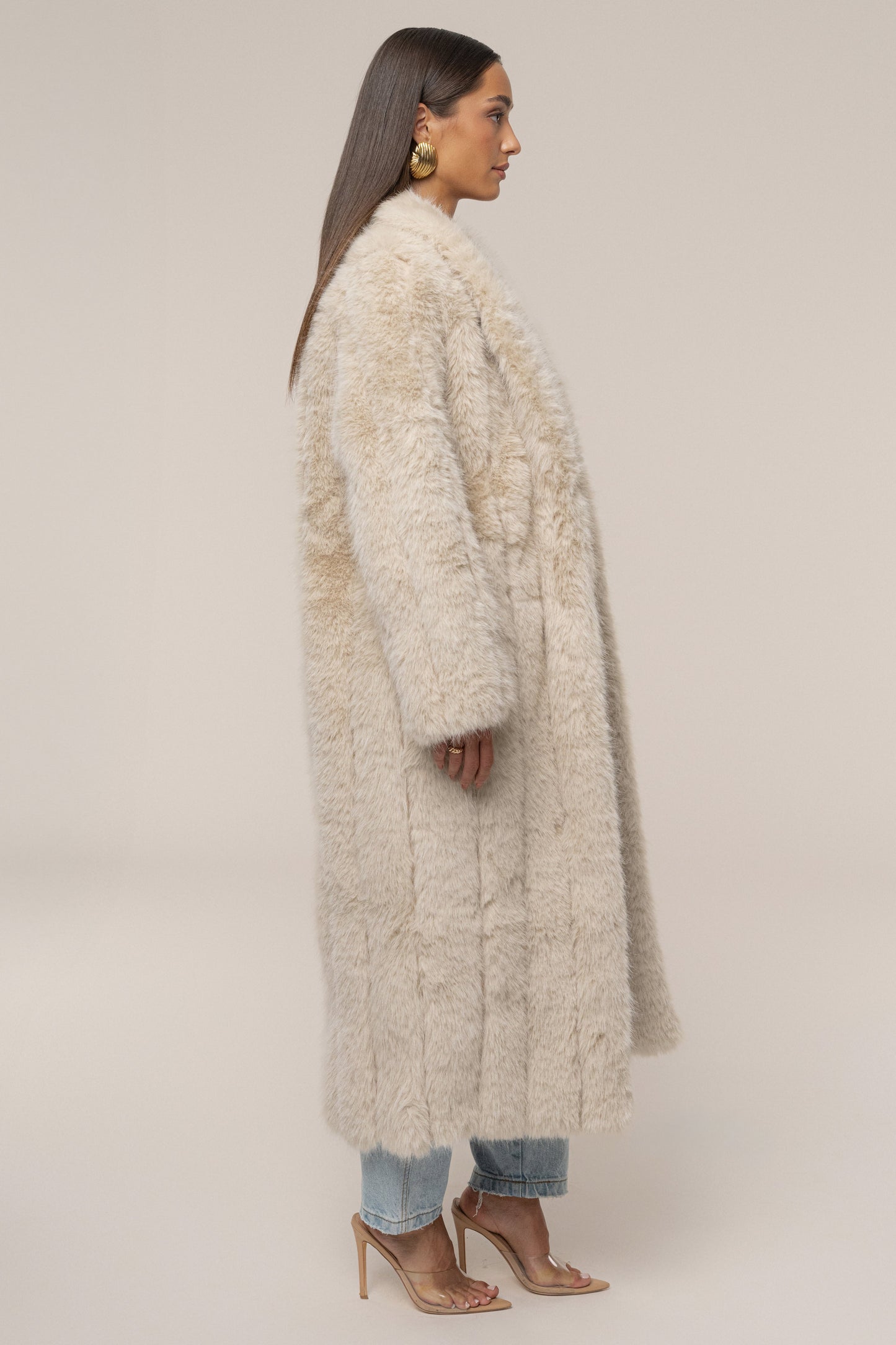 Beige Manhattan Faux Fur Coat