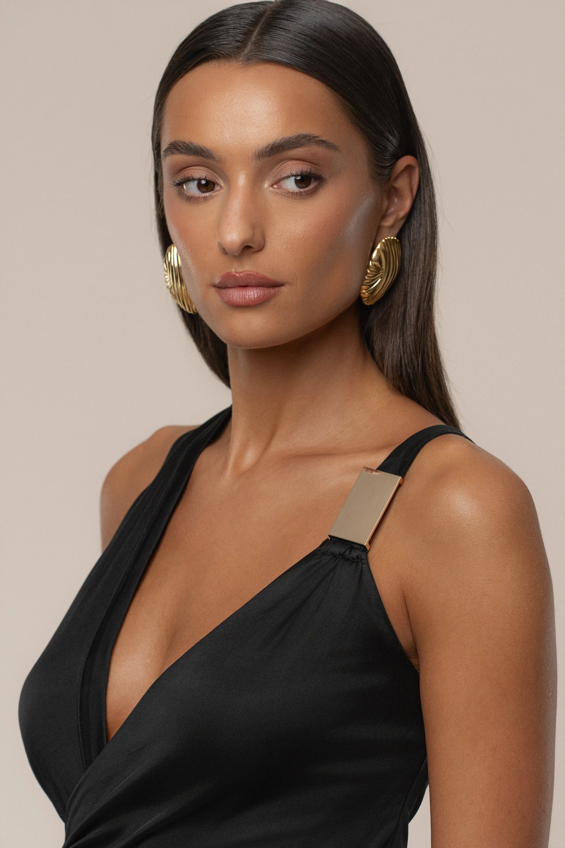Black Anniversary Belted Wrap Dress JLUXLABEL