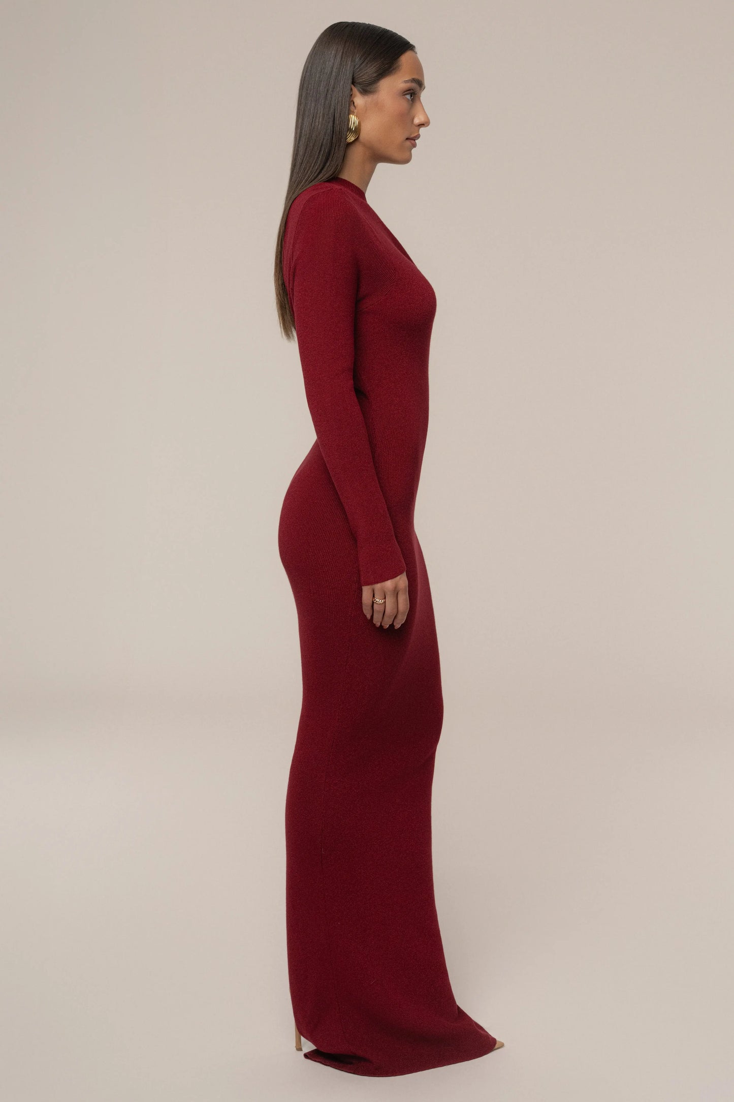 Red Night Shimmers Asymmetrical Maxi Dress JLUXLABEL