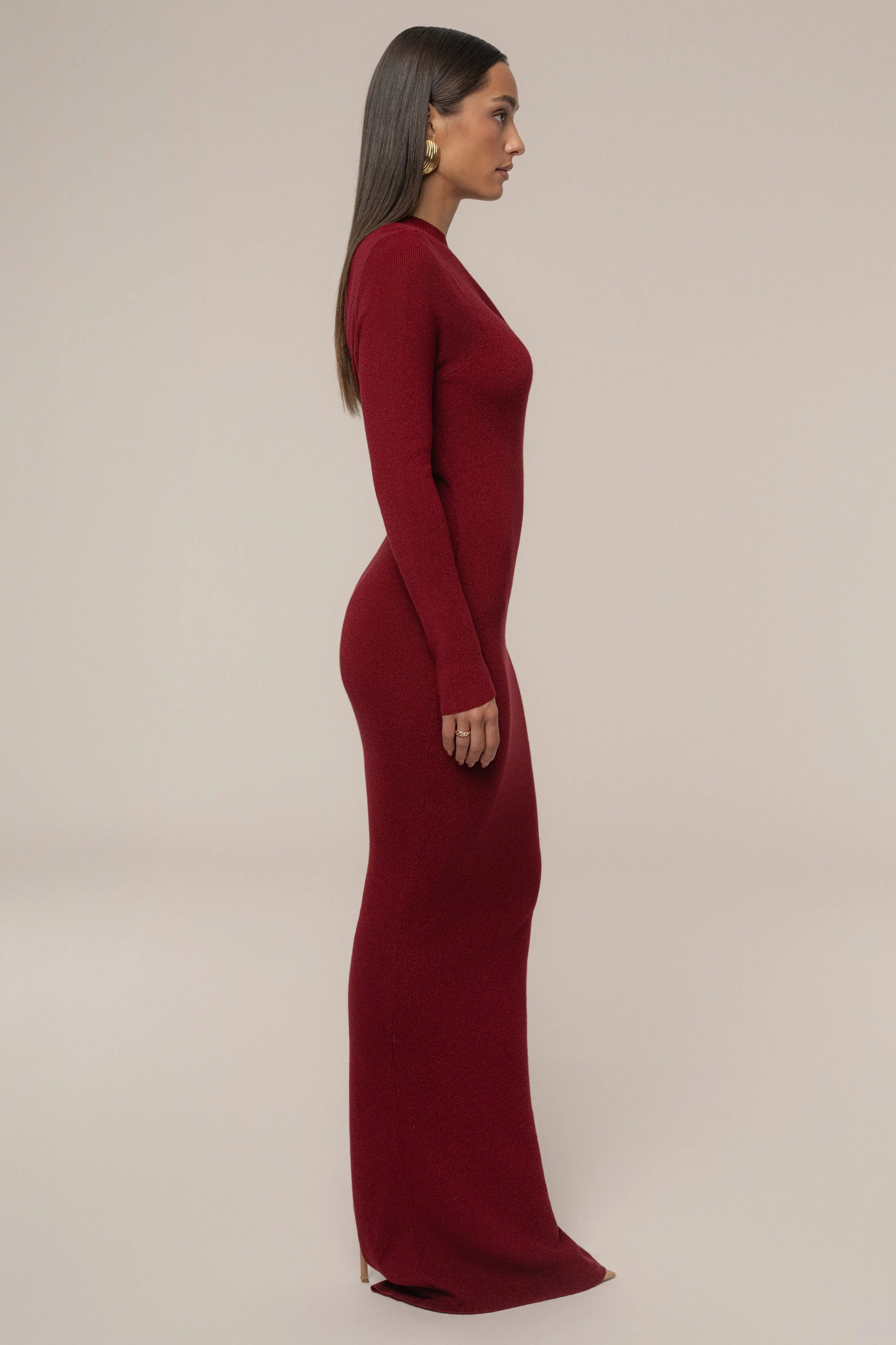 Red Night Shimmers Asymmetrical Maxi Dress JLUXLABEL