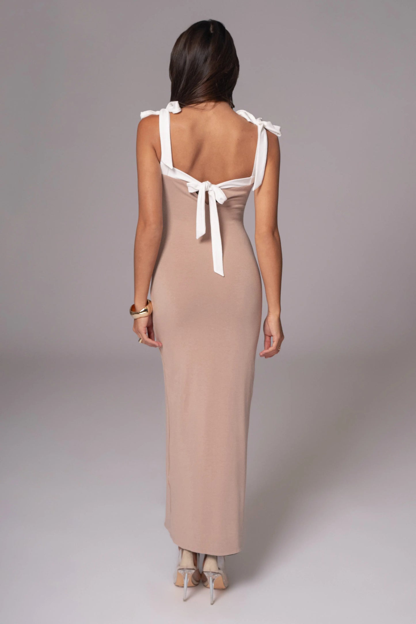 Black/Beige Clarice Reversible Maxi Dress JLUXLABEL