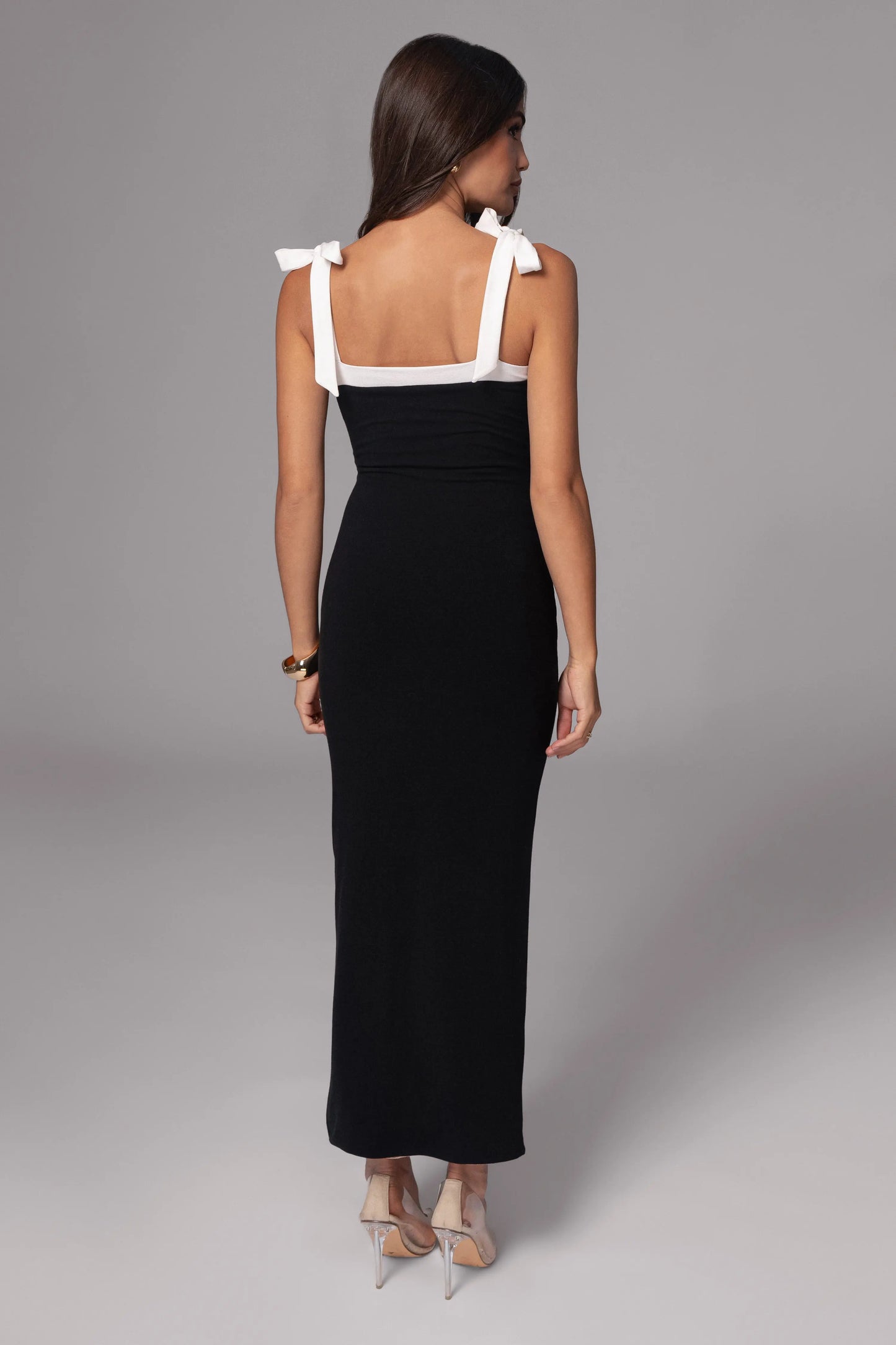 Black/Beige Clarice Reversible Maxi Dress JLUXLABEL