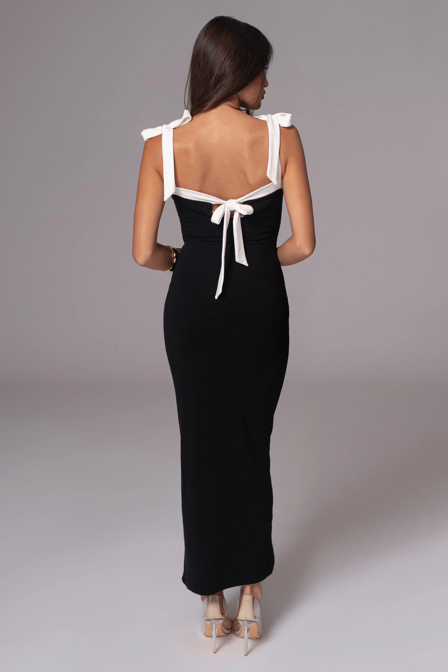 Black/Beige Clarice Reversible Maxi Dress JLUXLABEL