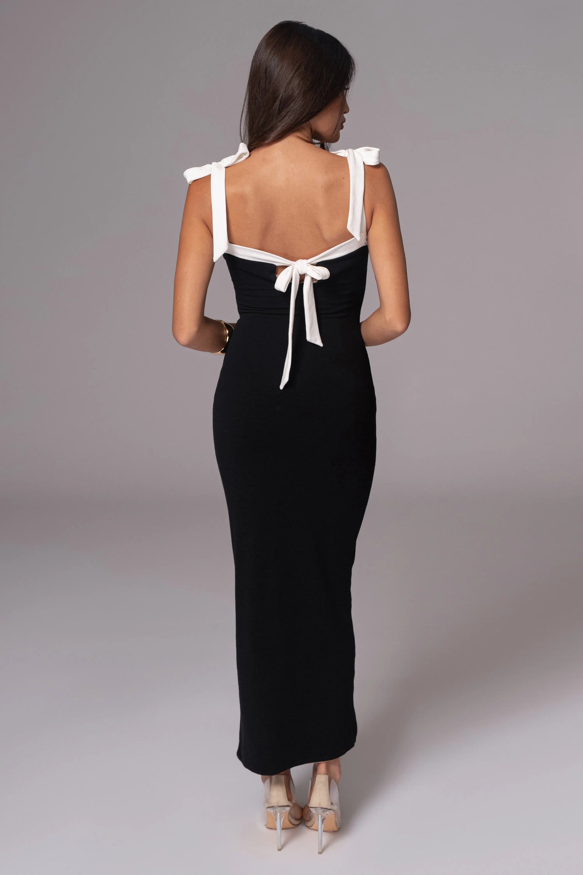 Black/Beige Clarice Reversible Maxi Dress JLUXLABEL