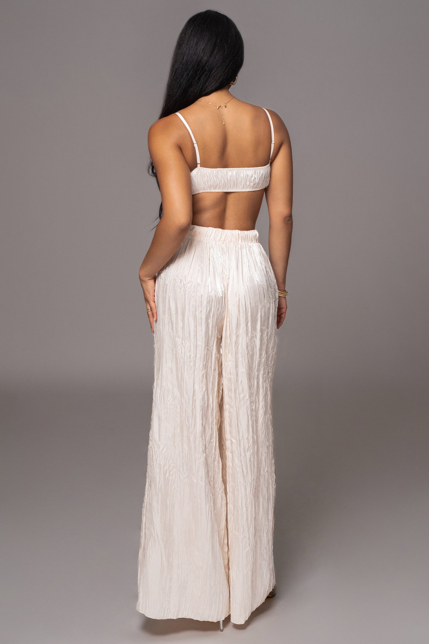 Cream Let's Get Away Satin Pant Set