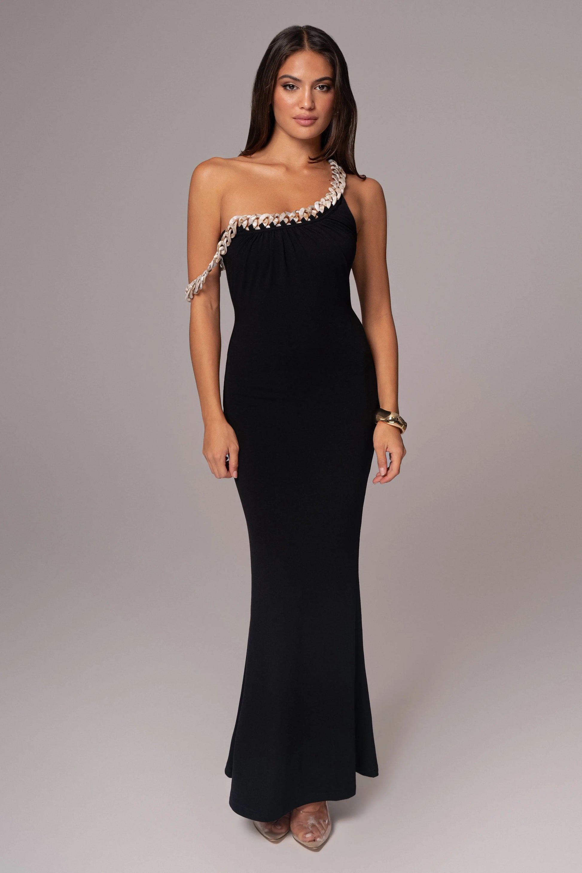 Black Monette Asymmetric Dress JLUXLABEL