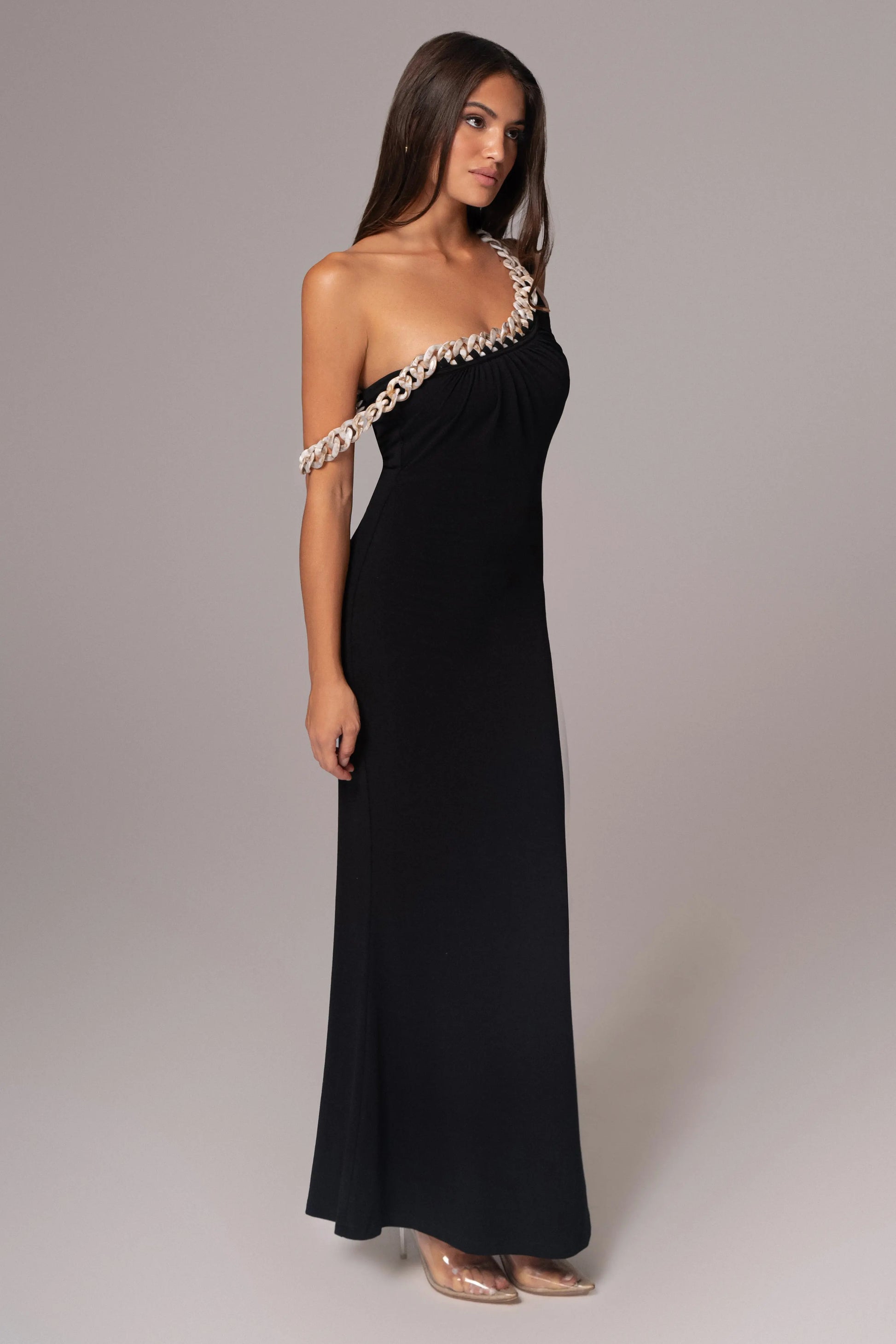 Black Monette Asymmetric Dress JLUXLABEL