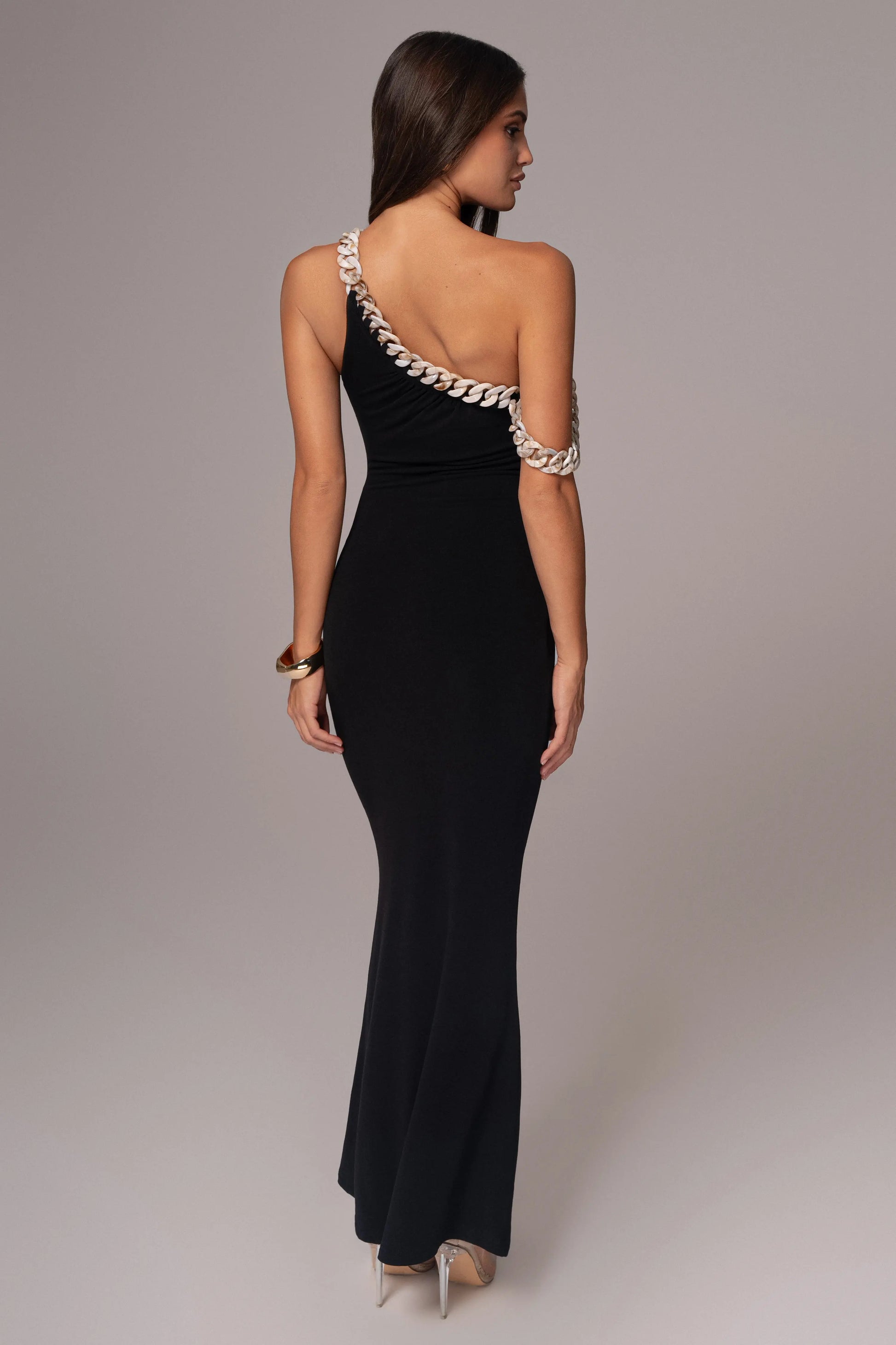 Black Monette Asymmetric Dress JLUXLABEL
