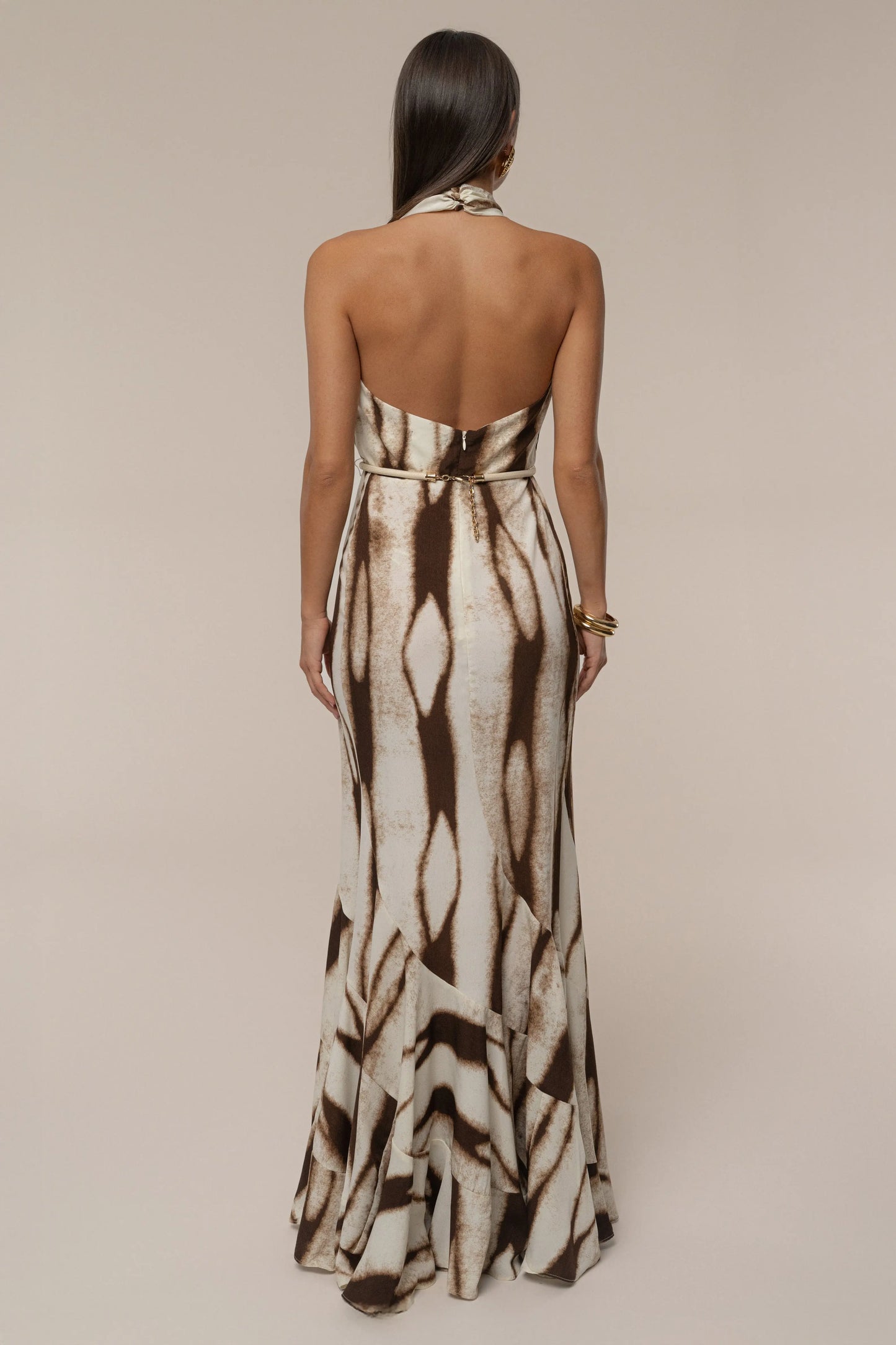 Ivory Desert Glow Flared Maxi Dress JLUXLABEL