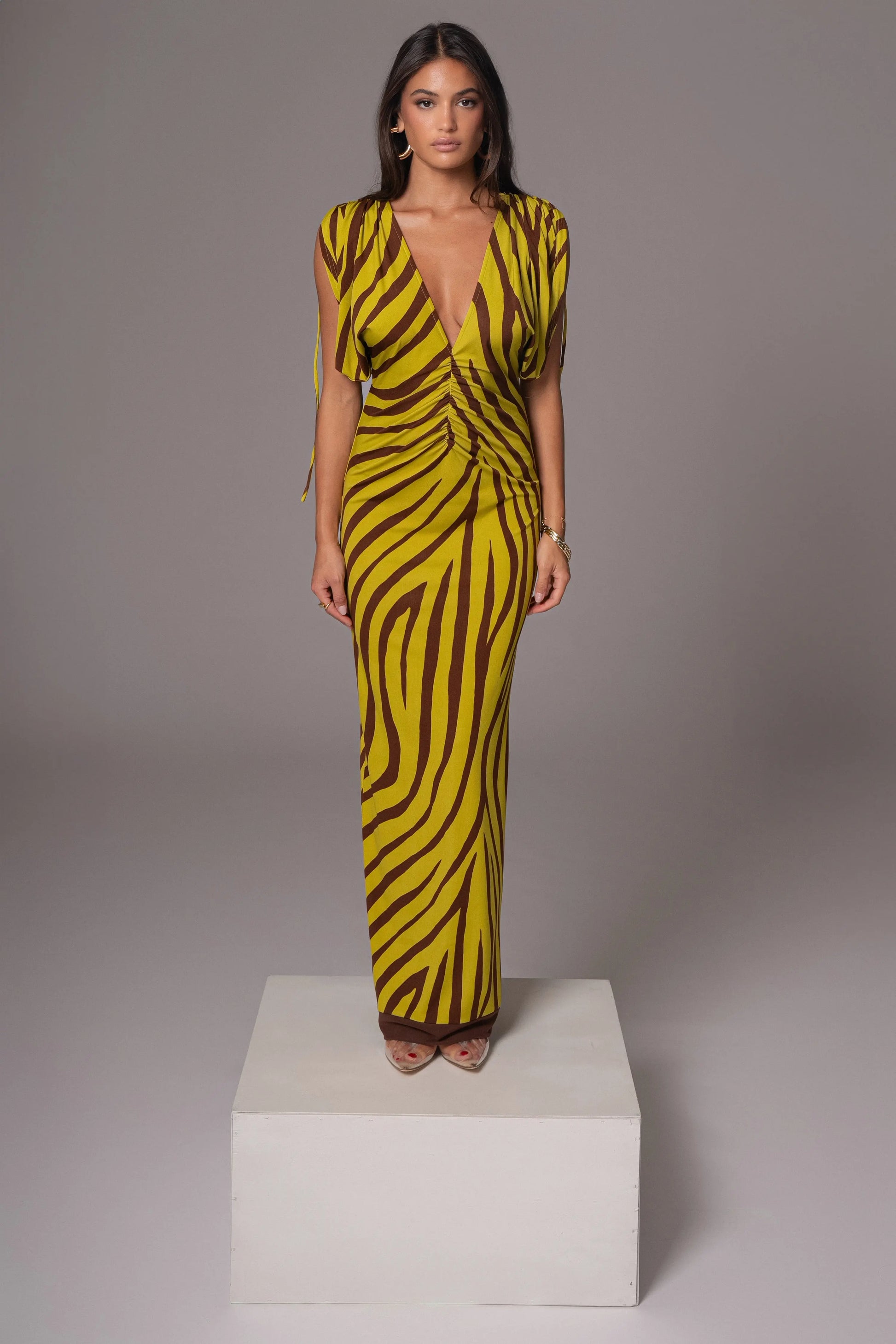 Lime Print Occasion Print Maxi Dress JLUXLABEL