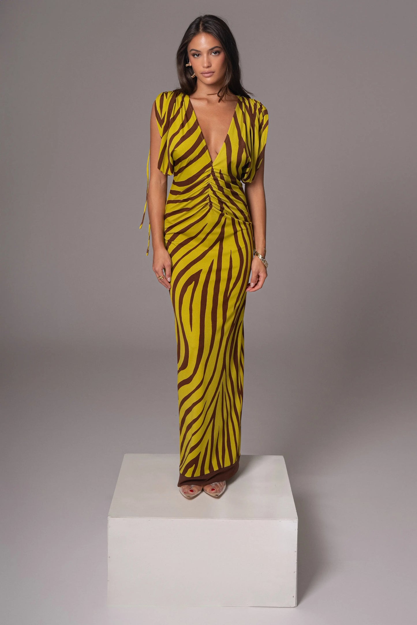 Lime Print Occasion Print Maxi Dress JLUXLABEL
